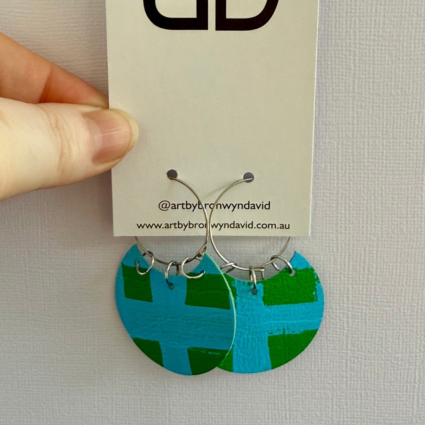 Basket Hoops - Handmade Painted Leather Earrings - Lightweight Statement Jewellery | Artisan Crafted