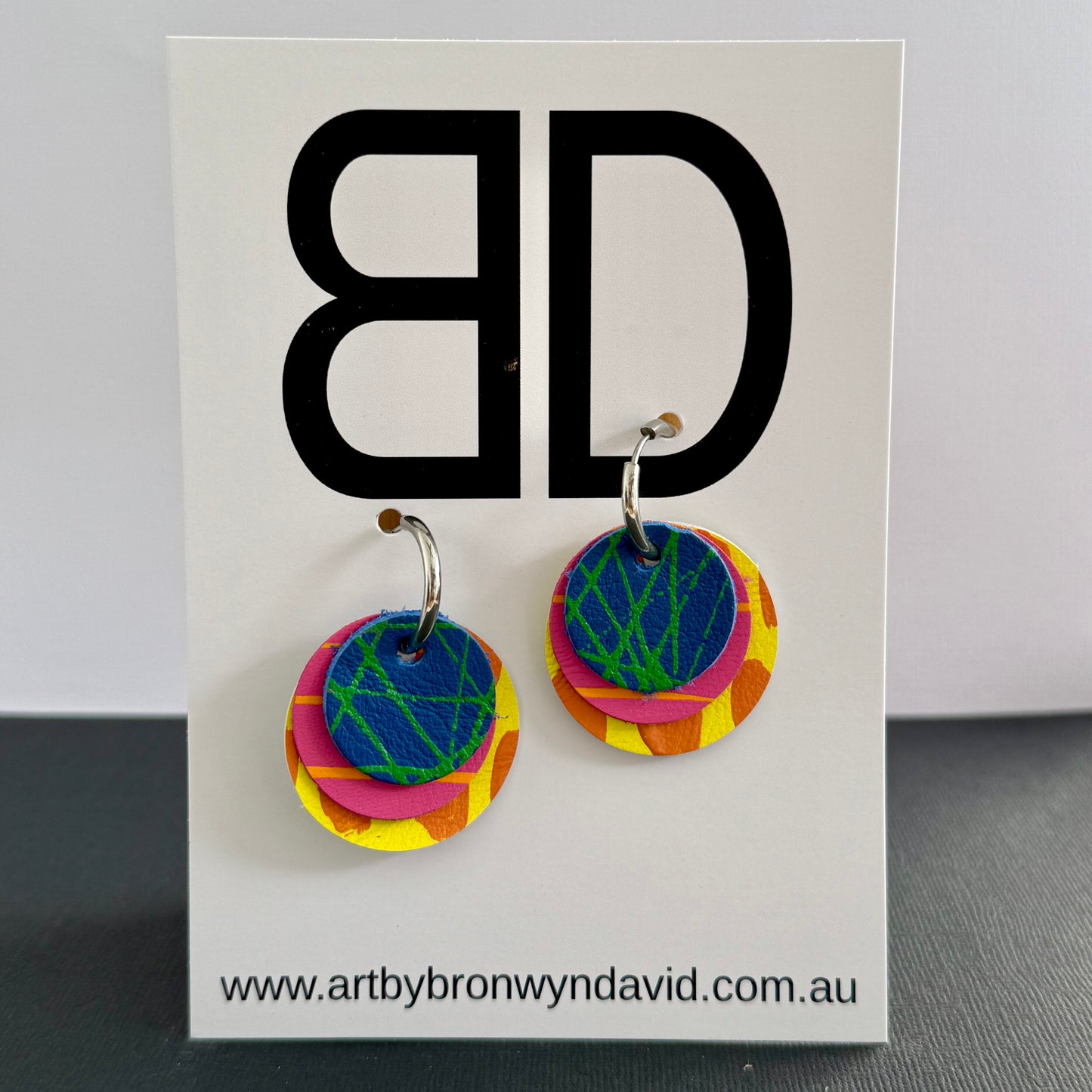 Interchangeable Huggies - Handmade Painted Leather Earrings - Lightweight Statement Jewellery | Artisan Crafted