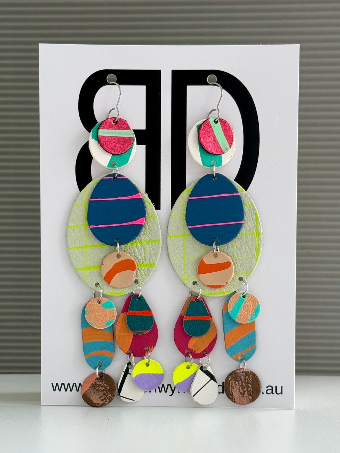 Statement Earrings - Handmade Painted Leather Earrings - Lightweight Statement Jewellery | Artisan Crafted