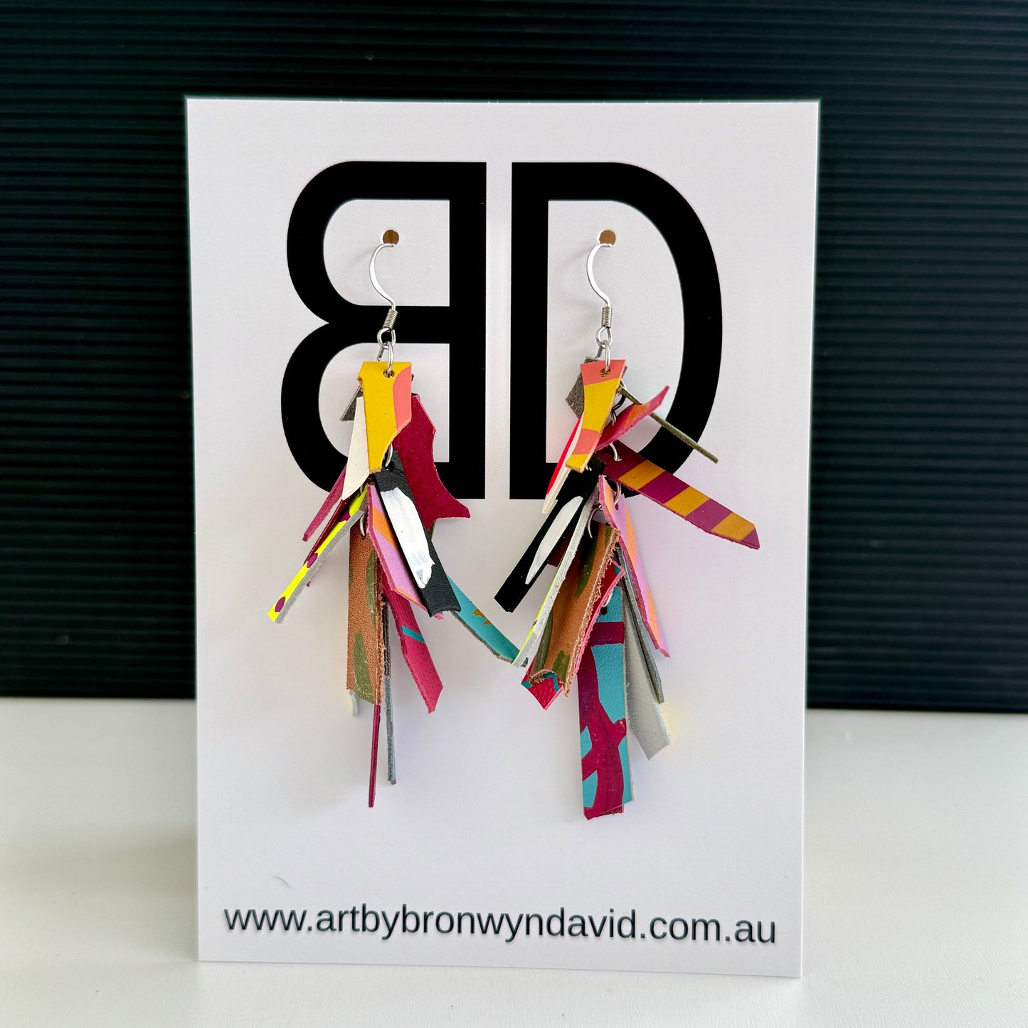 Tassel Earrings - Handmade Painted Leather Earrings - Lightweight Statement Jewellery | Artisan Crafted