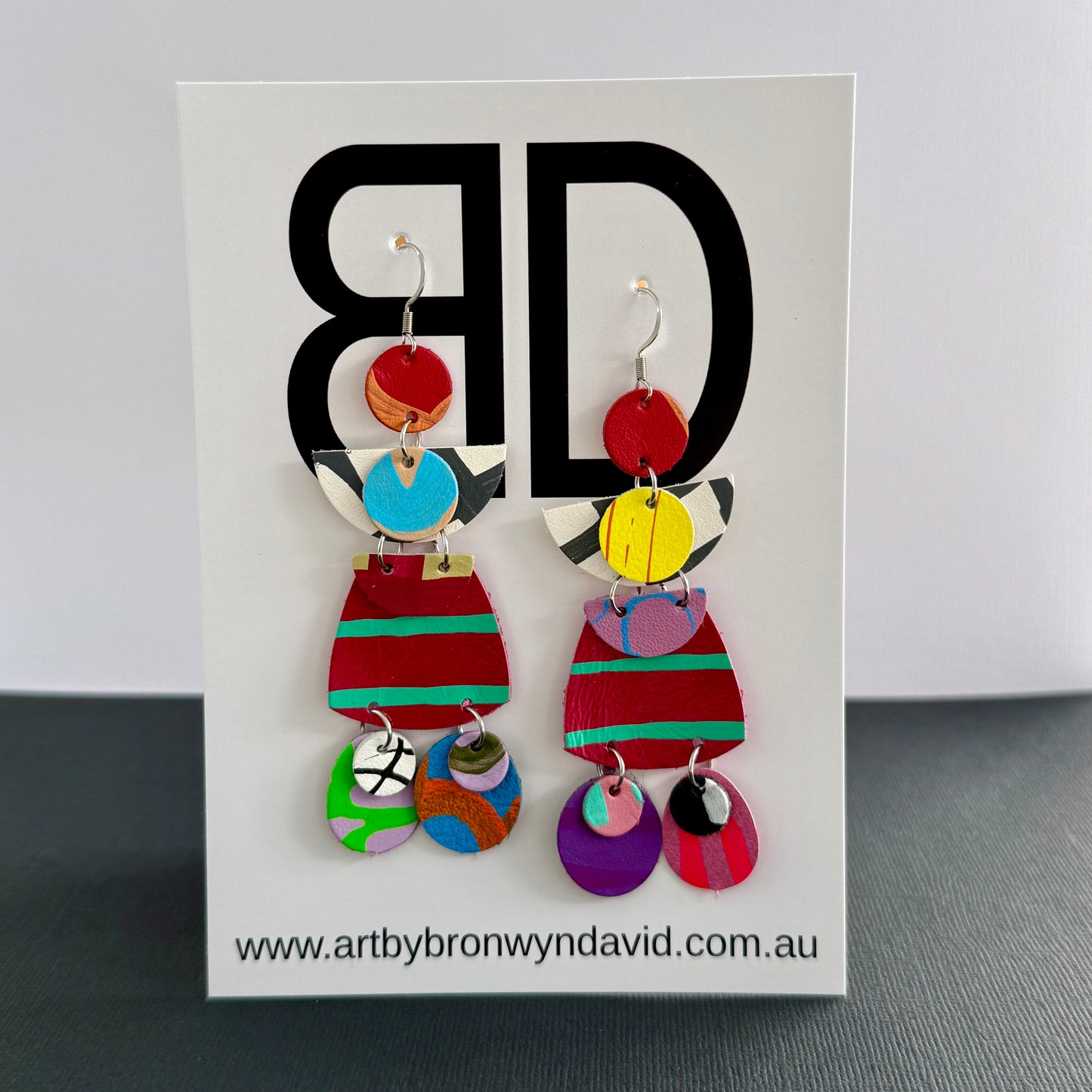 Statement Earrings - Handmade Painted Leather Earrings - Lightweight Statement Jewellery | Artisan Crafted