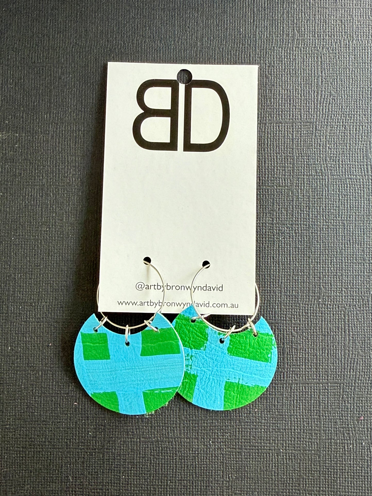 Basket Hoops - Handmade Painted Leather Earrings - Lightweight Statement Jewellery | Artisan Crafted
