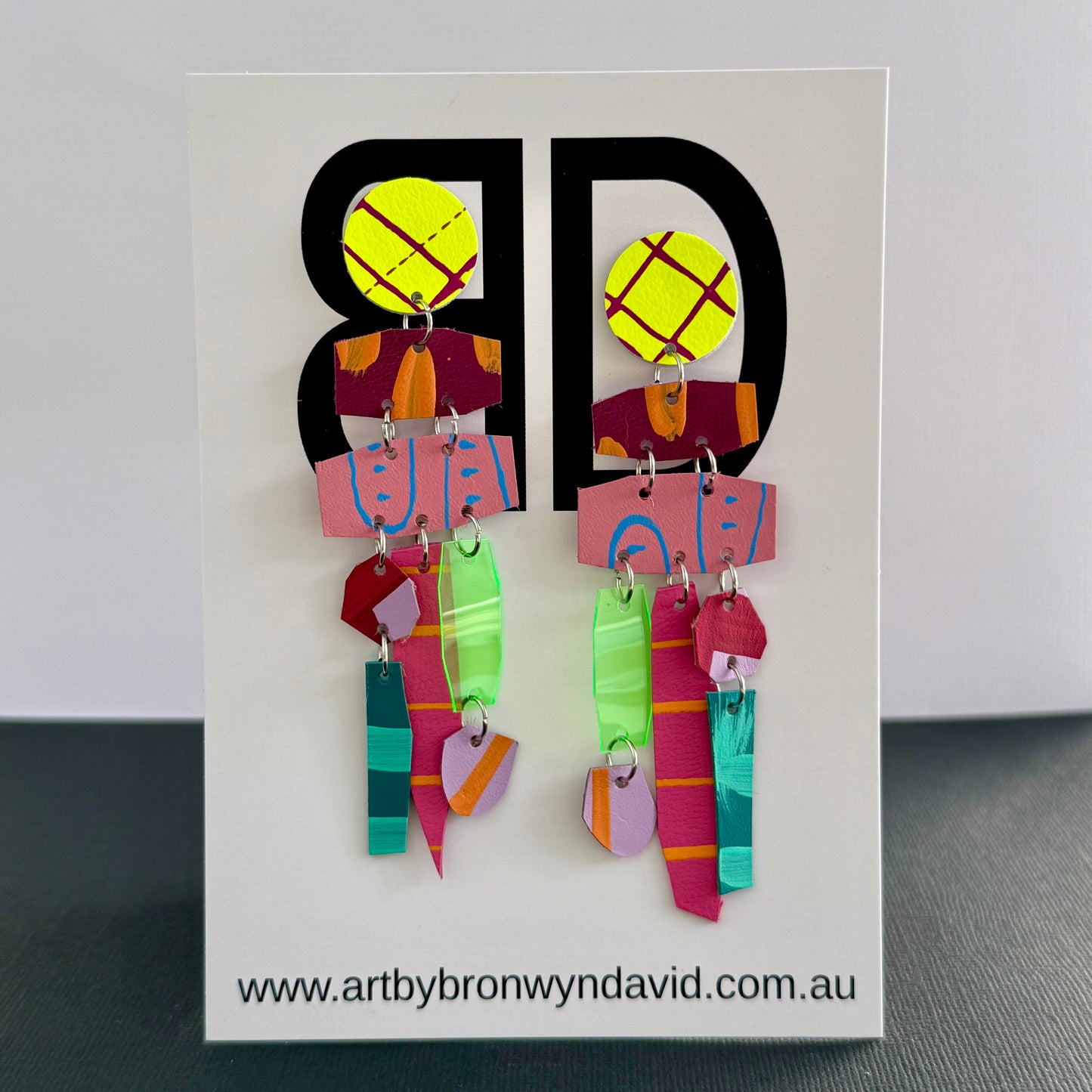 Chandelier Drop - Handmade Painted Leather Earrings - Lightweight Statement Jewellery | Artisan Crafted