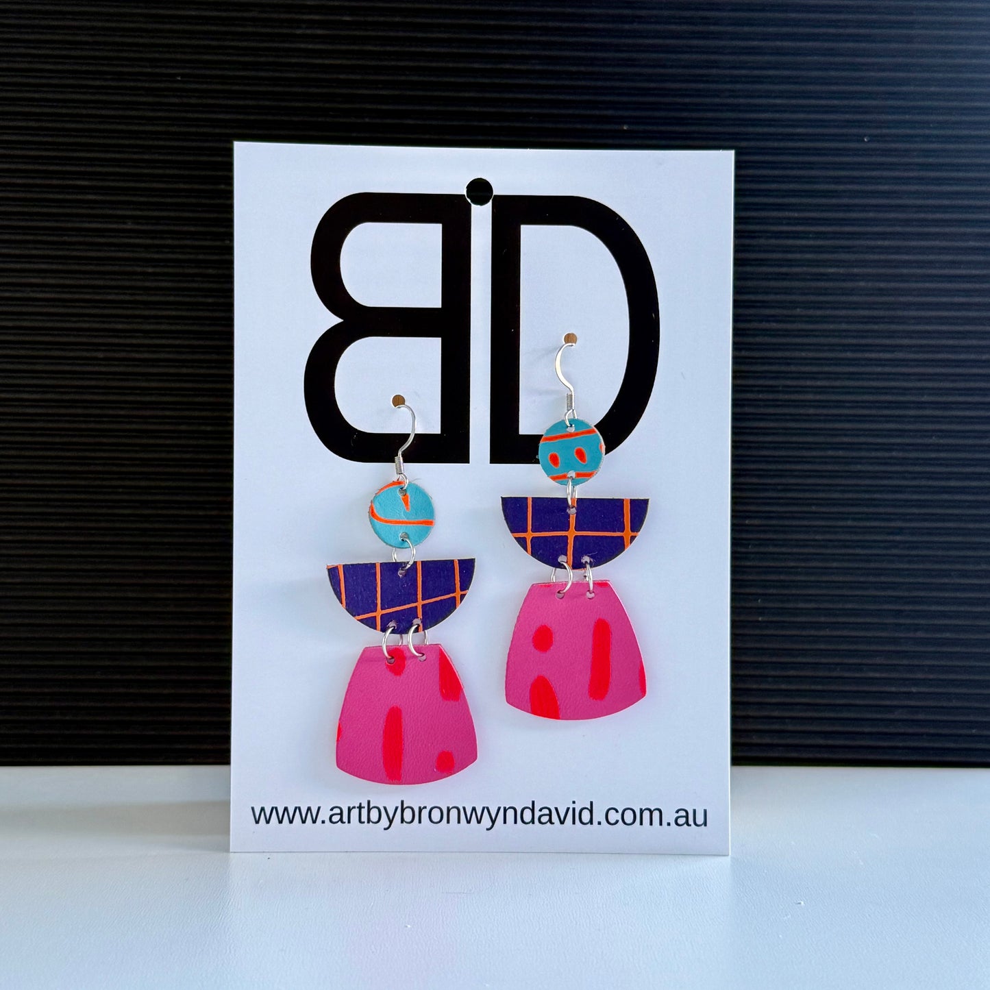 Totem Earrings - Handmade Painted Leather Earrings - Lightweight Statement Jewellery | Artisan Crafted