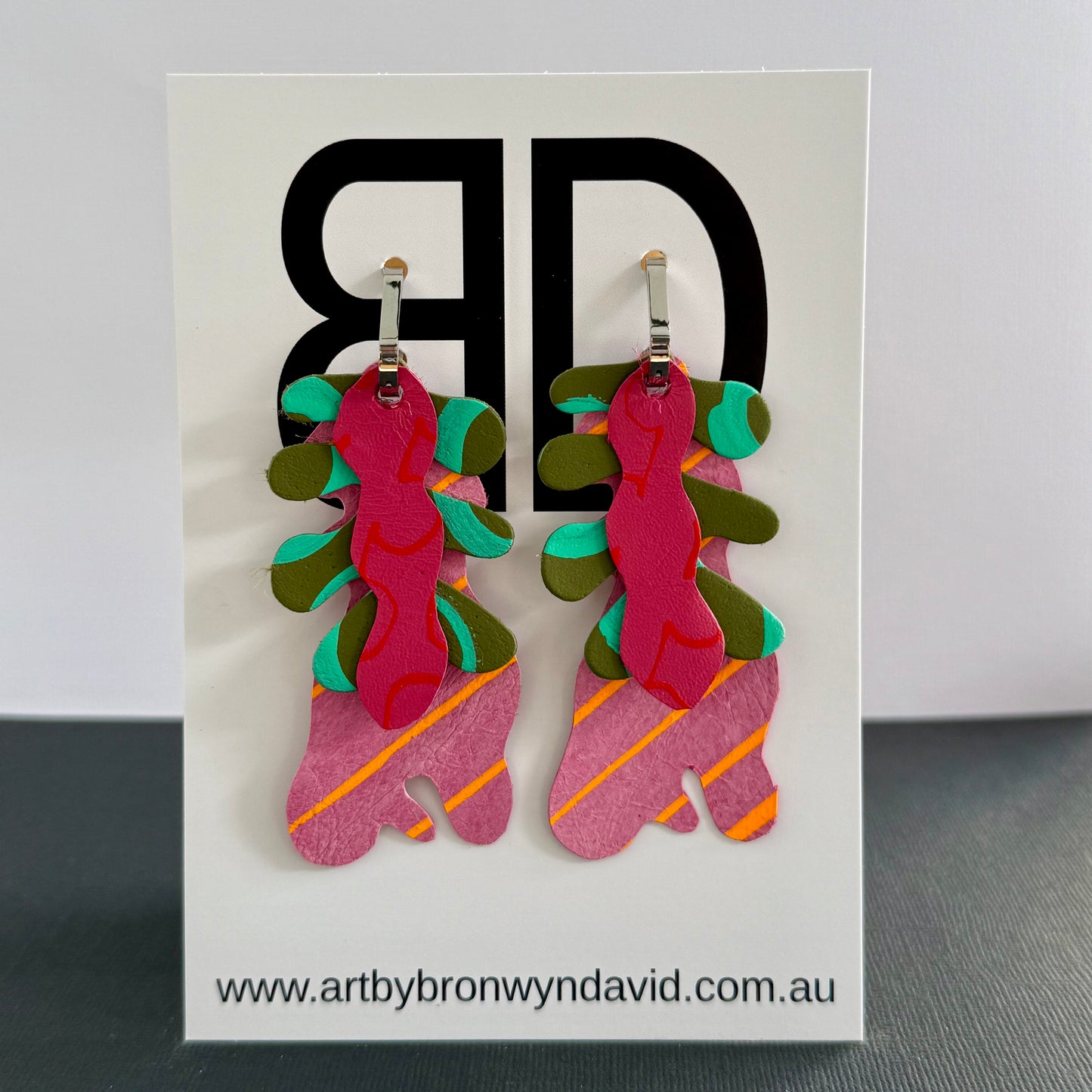 Kelp Forrest - Handmade Painted Leather Earrings - Lightweight Statement Jewellery | Artisan Crafted