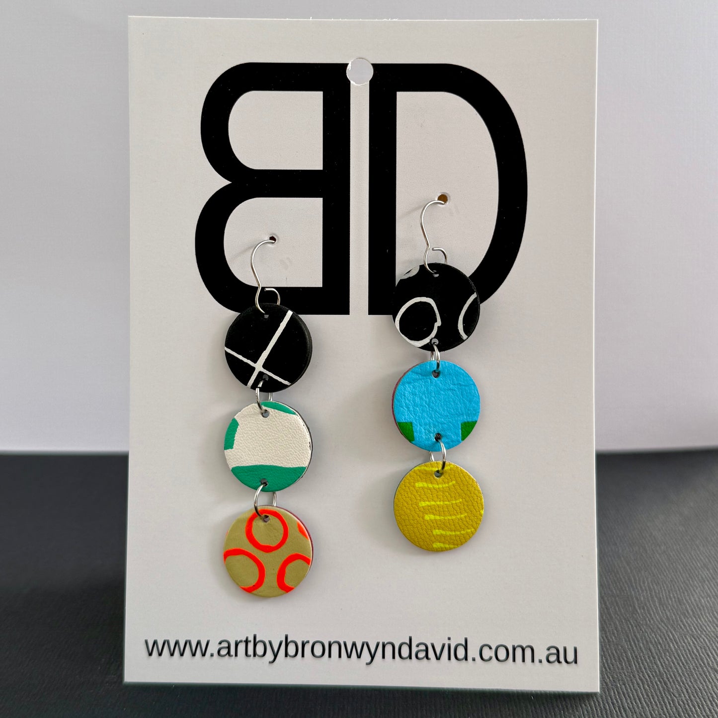 Double Sided - Handmade Painted Leather Earrings - Lightweight Statement Jewellery | Artisan Crafted