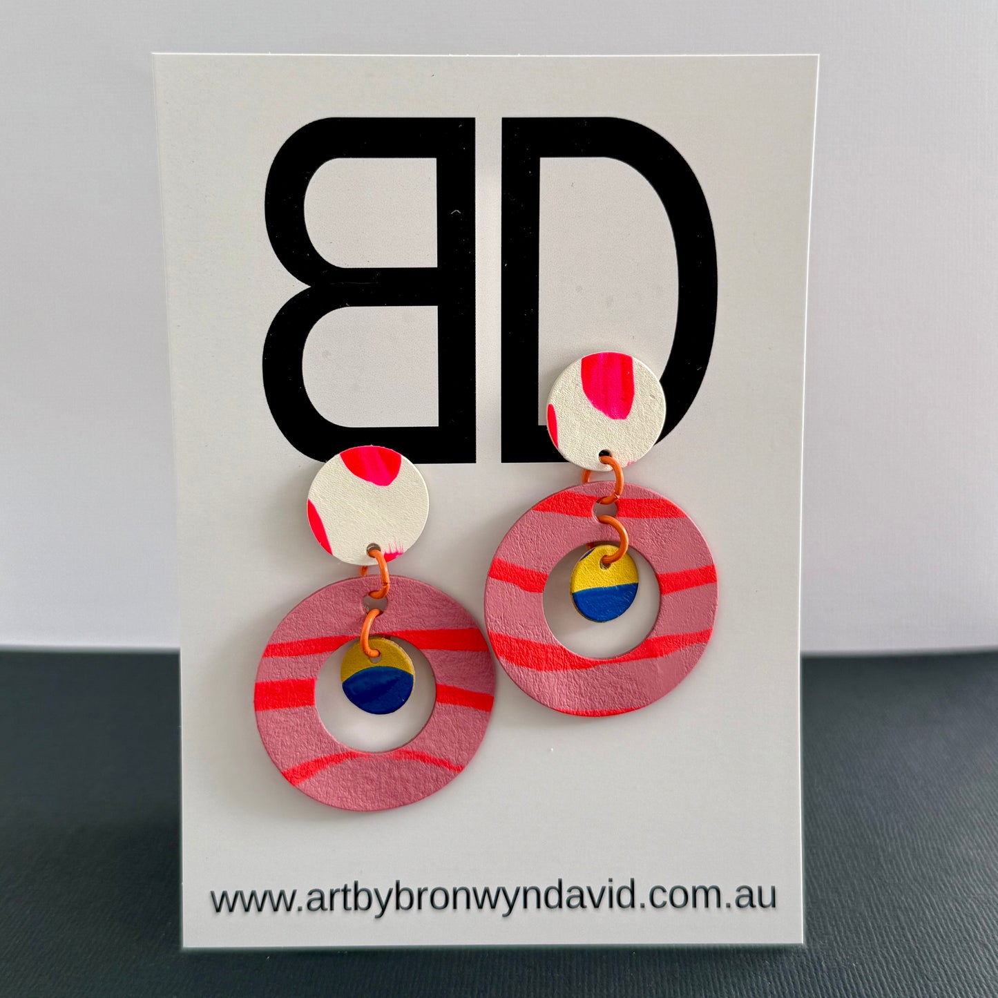 Donut Dangles - Handmade Painted Leather Earrings - Lightweight Statement Jewellery | Artisan Crafted