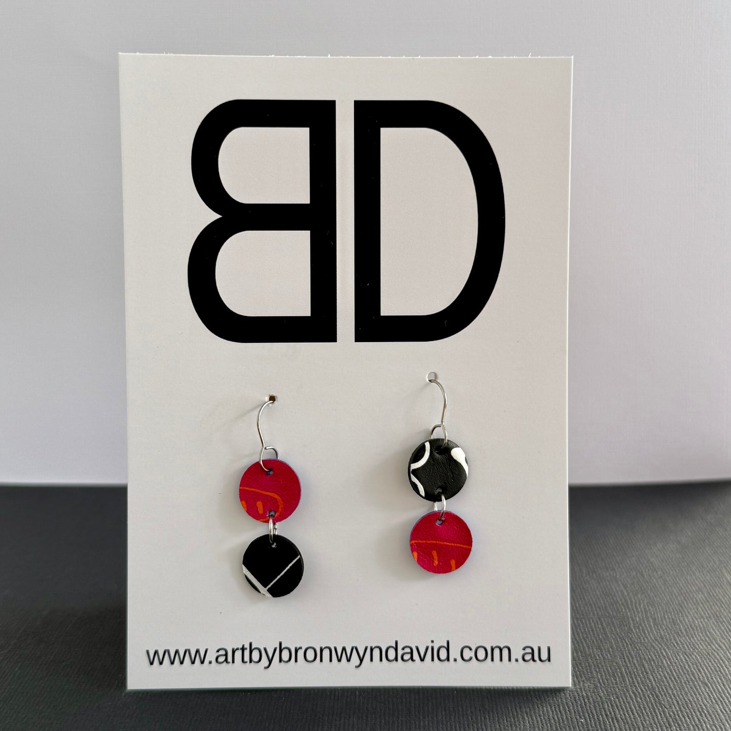 Double Sided - Handmade Painted Leather Earrings - Lightweight Statement Jewellery | Artisan Crafted