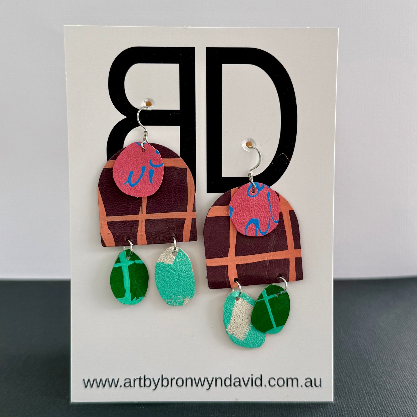 Statement Earrings - Handmade Painted Leather Earrings - Lightweight Statement Jewellery | Artisan Crafted