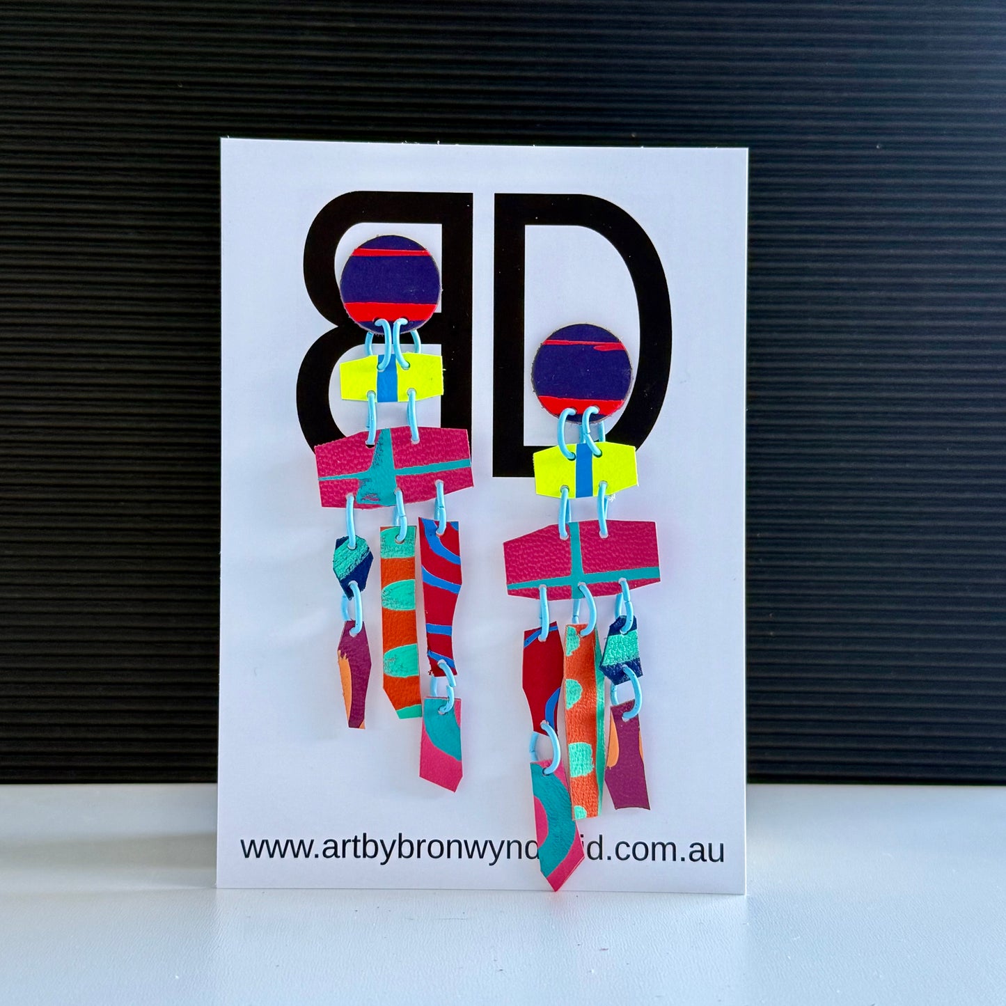 Chandelier Drop - Handmade Painted Leather Earrings - Lightweight Statement Jewellery | Artisan Crafted