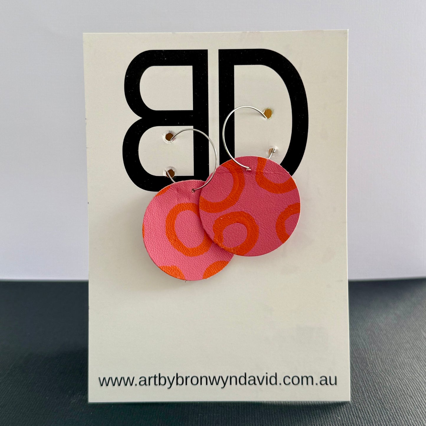 Moon Hoops - Handmade Painted Leather Earrings - Lightweight Statement Jewellery | Artisan Crafted