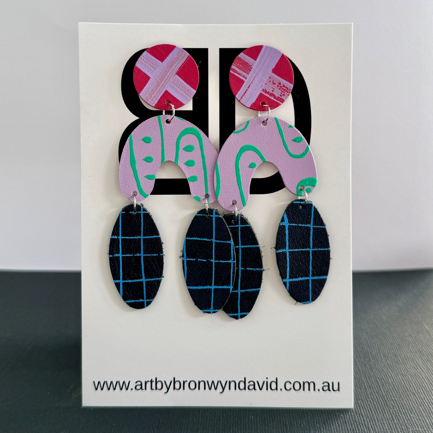 Statement Dangles - Handmade Painted Leather Earrings - Lightweight Statement Jewellery | Artisan Crafted