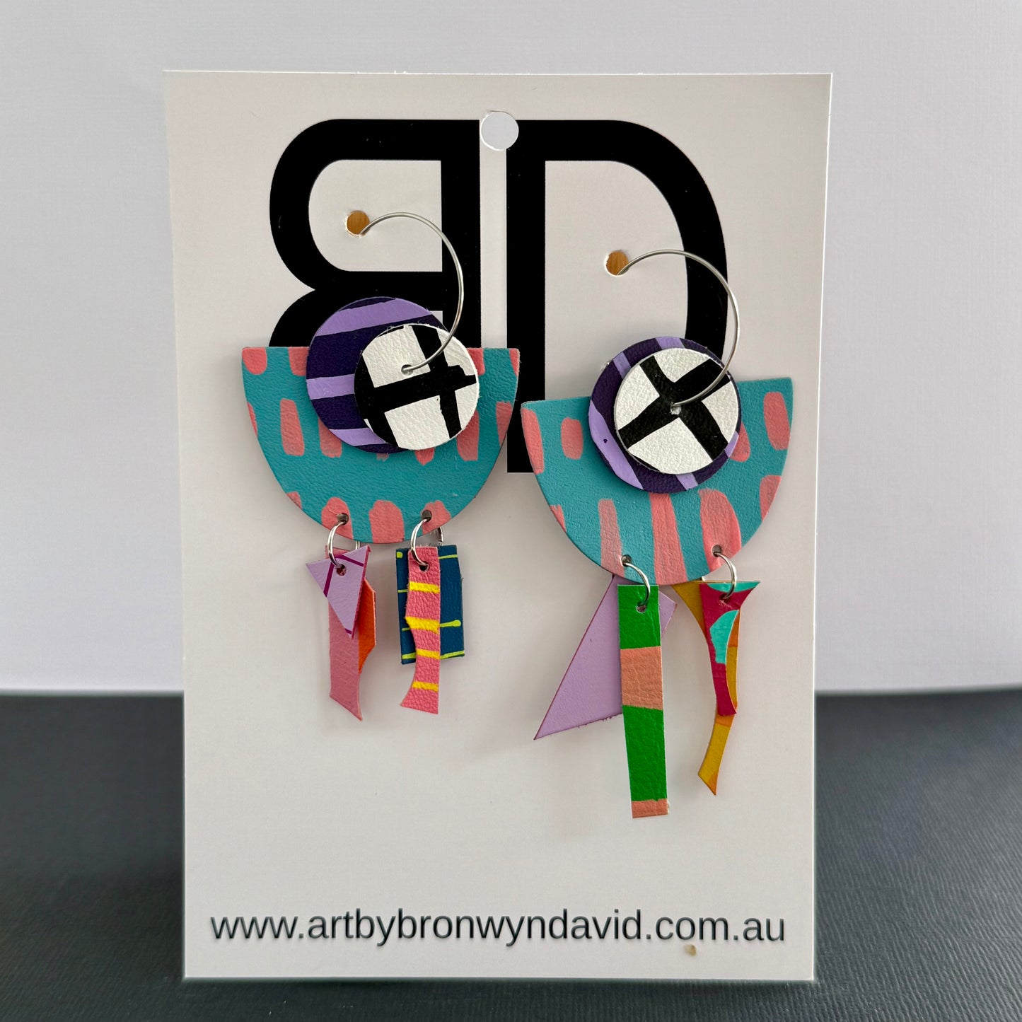 Interchangeable Hoops - Handmade Painted Leather Earrings - Lightweight Statement Jewellery | Artisan Crafted