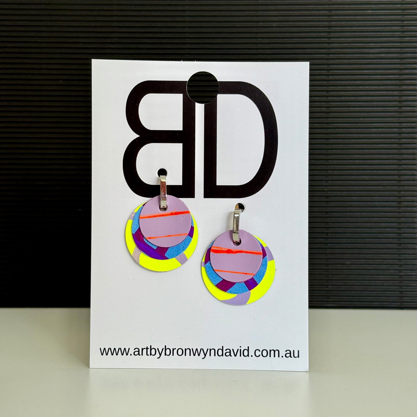 Interchangeable Huggies- Handmade Painted Leather Earrings - Lightweight Statement Jewellery - Aboriginal Design | Artisan Crafted