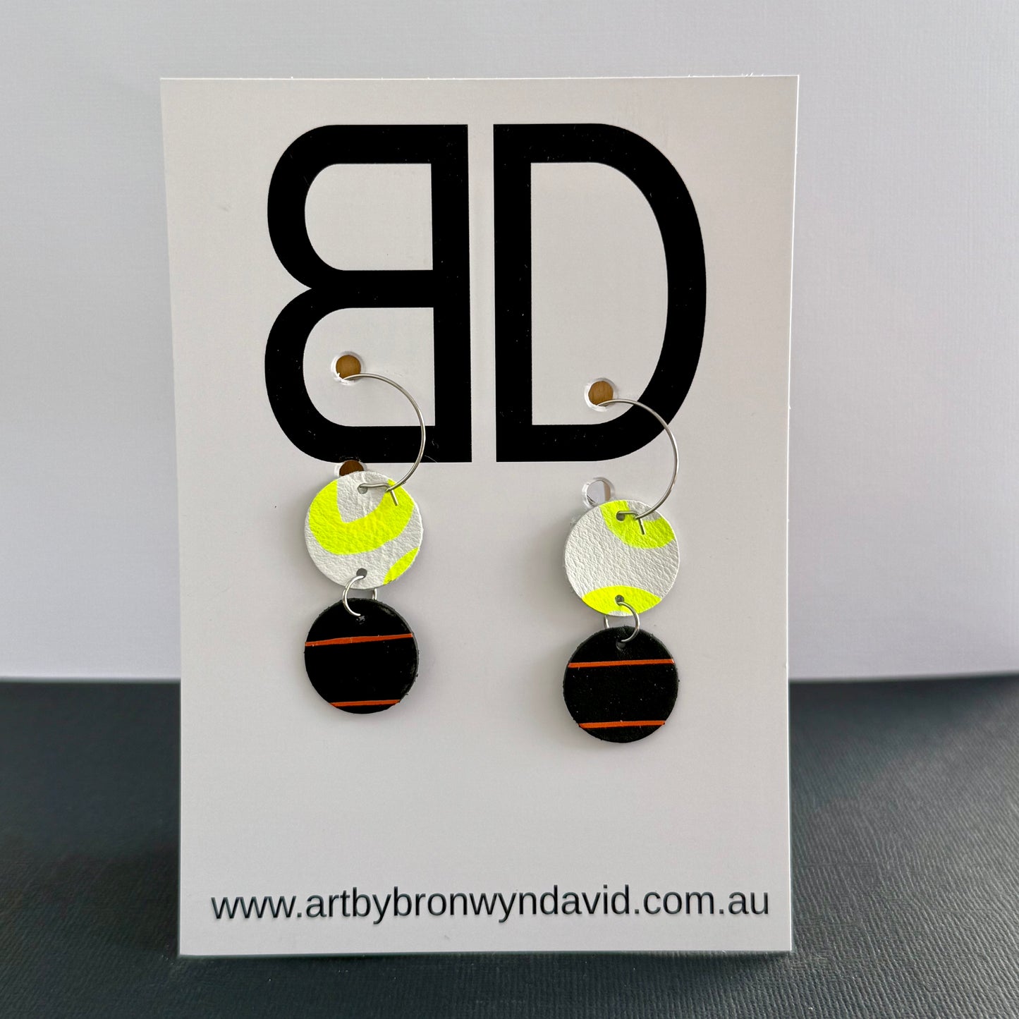 Double Hoop - Handmade Painted Leather Earrings - Lightweight Statement Jewellery | Artisan Crafted