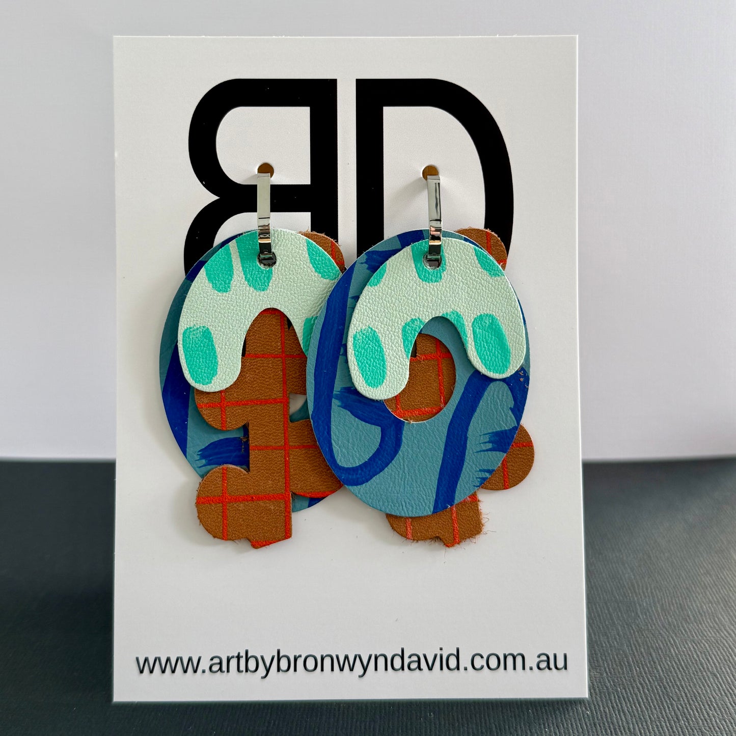 Interchangeable Connections - Handmade Painted Leather Earrings - Lightweight Statement Jewellery | Artisan Crafted