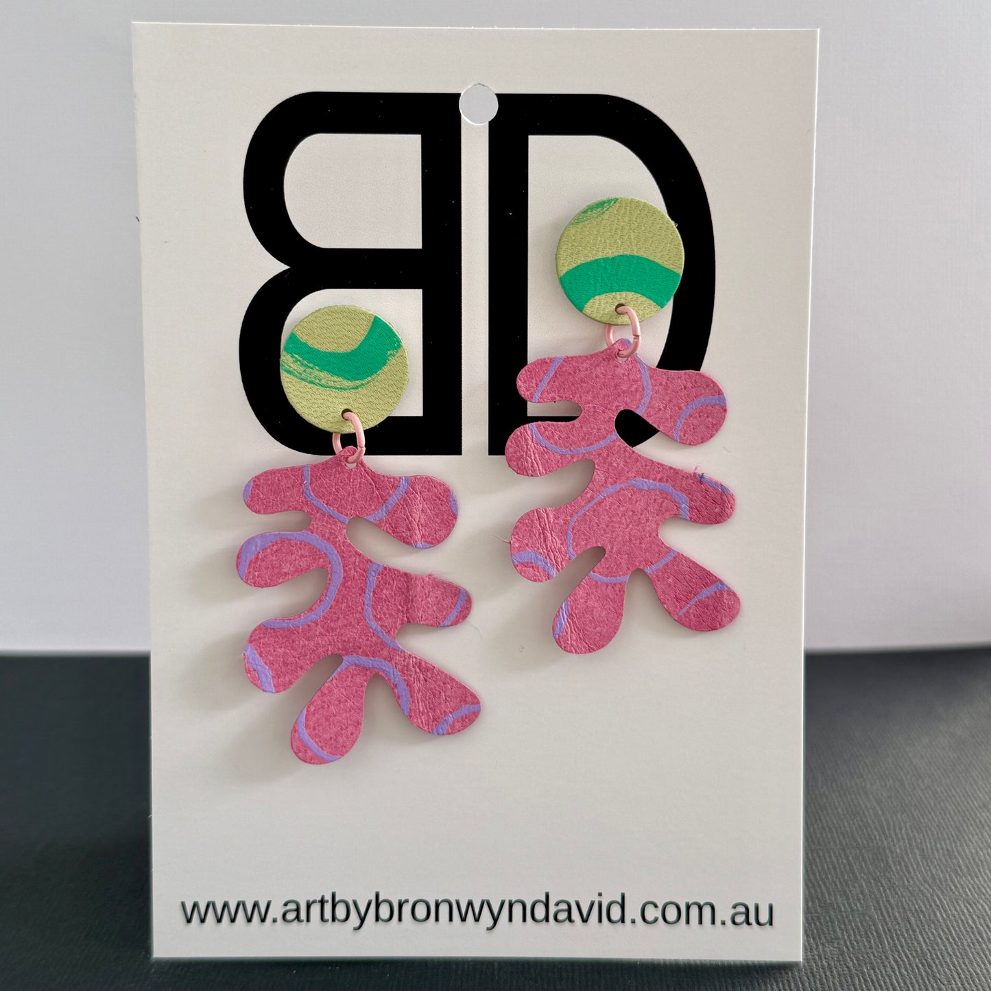 Kelp - Handmade Painted Leather Earrings - Lightweight Statement Jewellery | Artisan Crafted