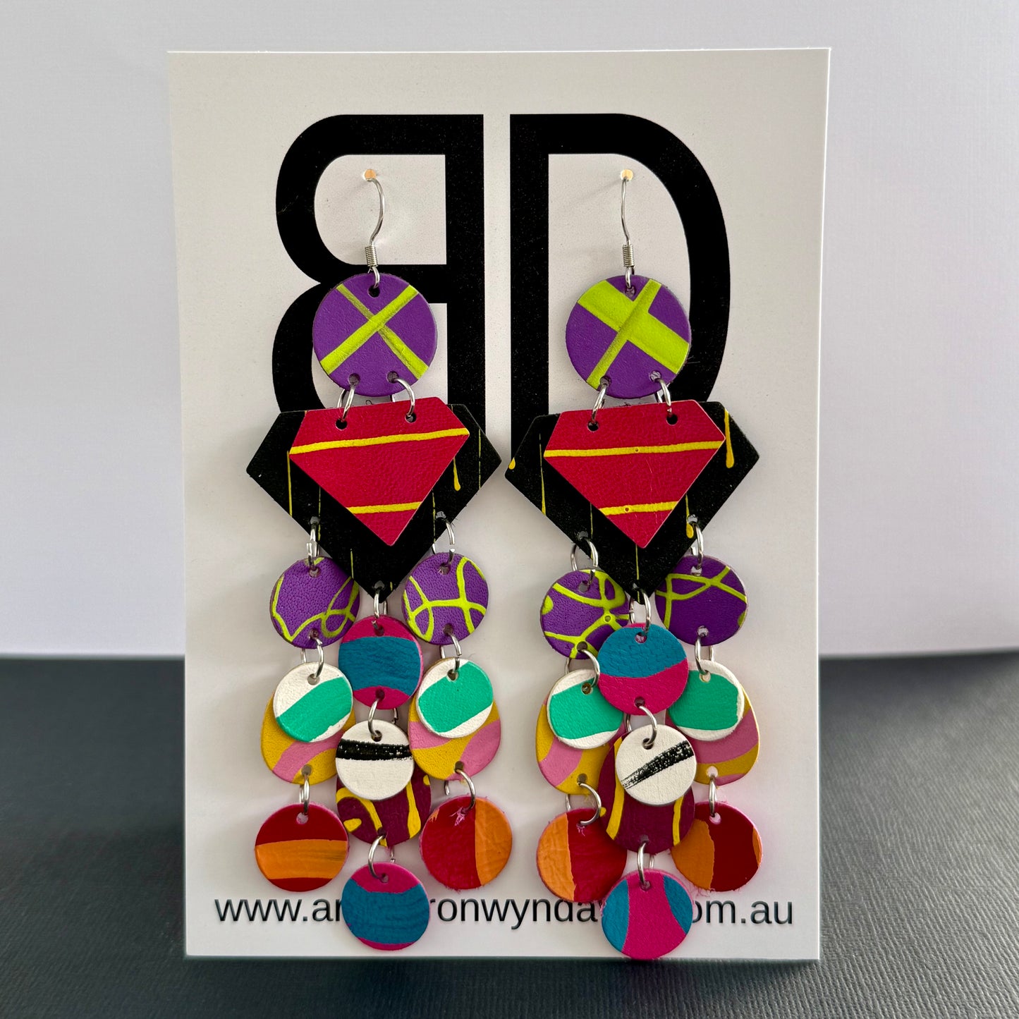 Statement Earrings - Handmade Painted Leather Earrings - Lightweight Statement Jewellery | Artisan Crafted