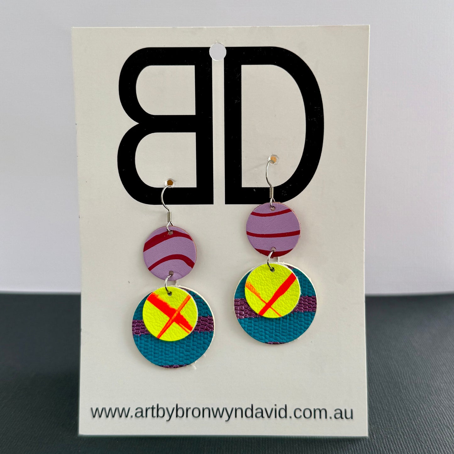 Statement Earrings - Handmade Painted Leather Earrings - Lightweight Statement Jewellery | Artisan Crafted