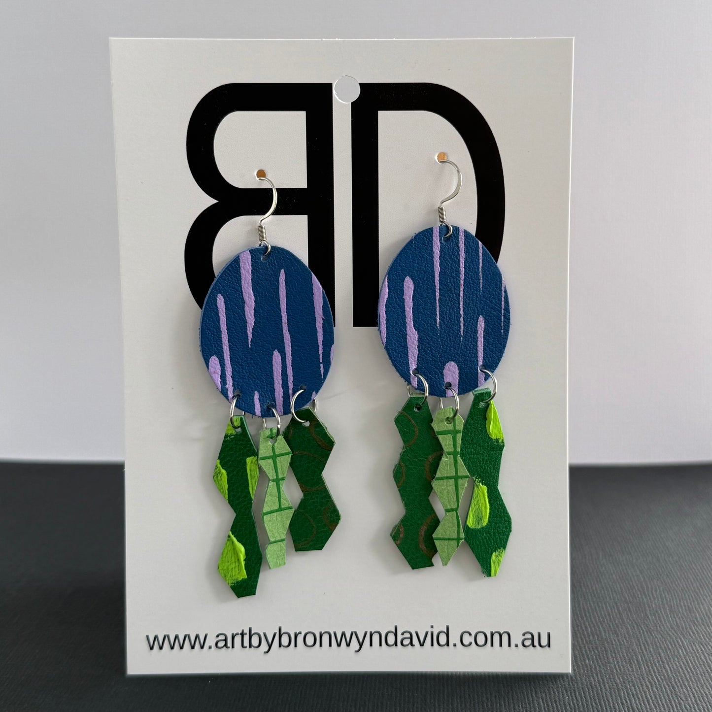 Banksia - Handmade Painted Leather Earrings - Lightweight Statement Jewellery | Artisan Crafted