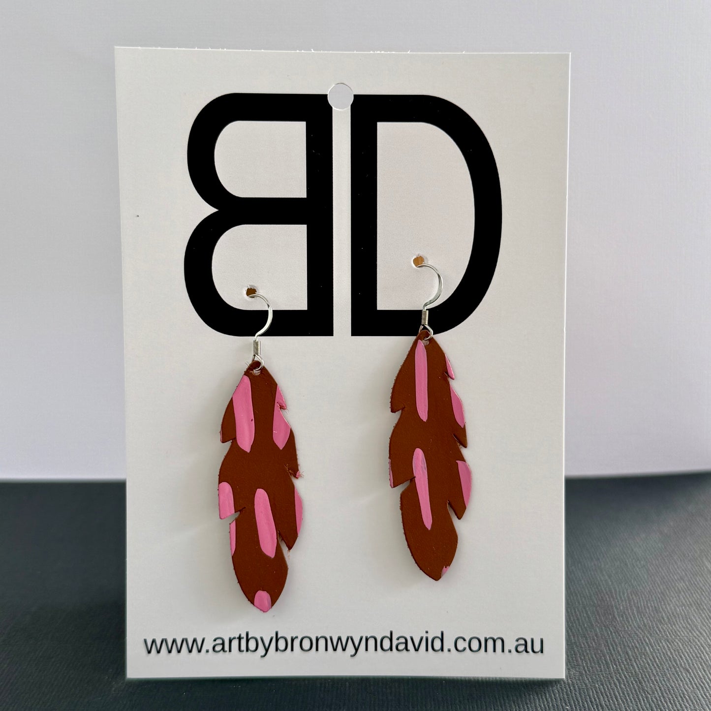 Feathers - Handmade Painted Leather Earrings - Lightweight Statement Jewellery | Artisan Crafted