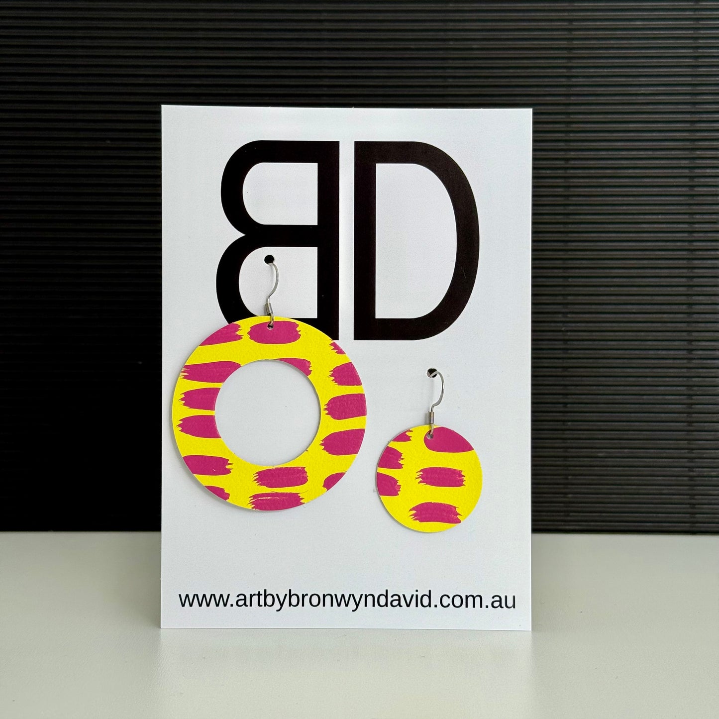 Discs - Handmade Painted Leather Earrings - Lightweight Statement Jewellery | Artisan Crafted