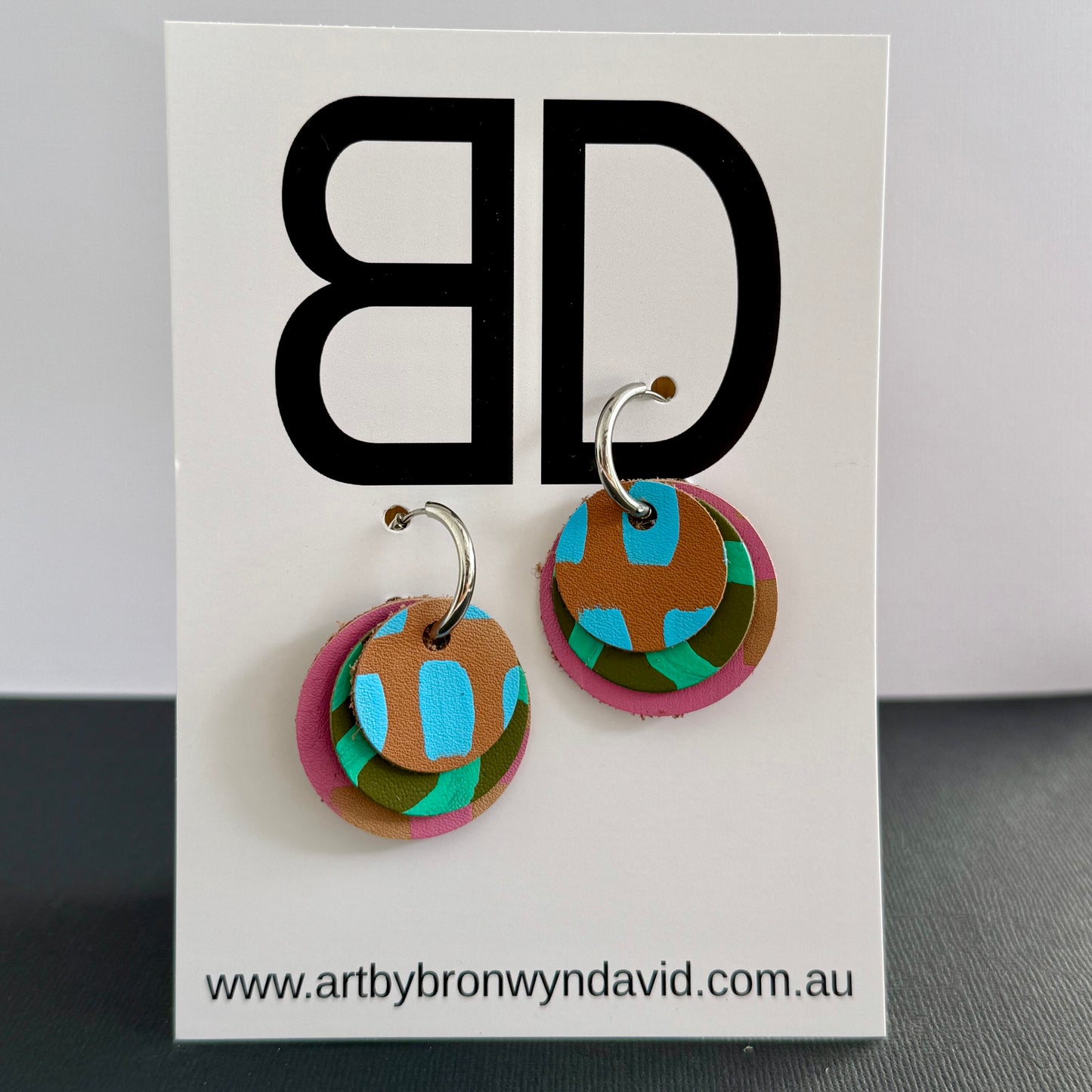 Interchangeable Huggies - Handmade Painted Leather Earrings - Lightweight Statement Jewellery | Artisan Crafted