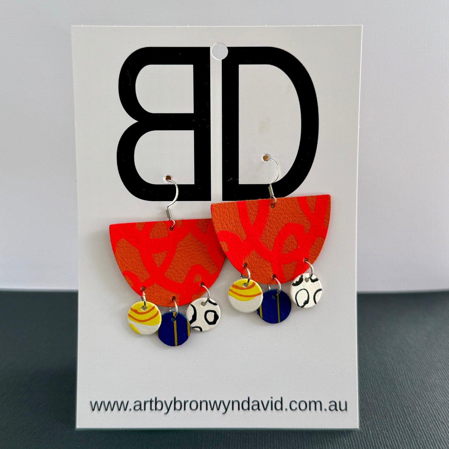 Teacup - Handmade Painted Leather Earrings - Lightweight Statement Jewellery | Artisan Crafted