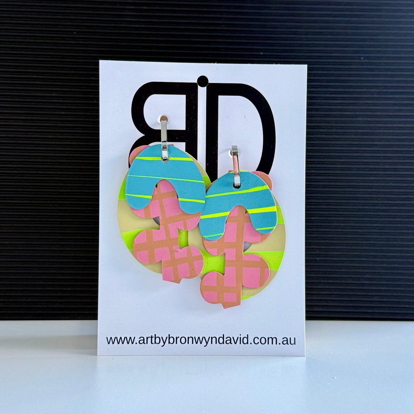 Interchangeable Connections - Handmade Painted Leather Earrings - Lightweight Statement Jewellery | Artisan Crafted