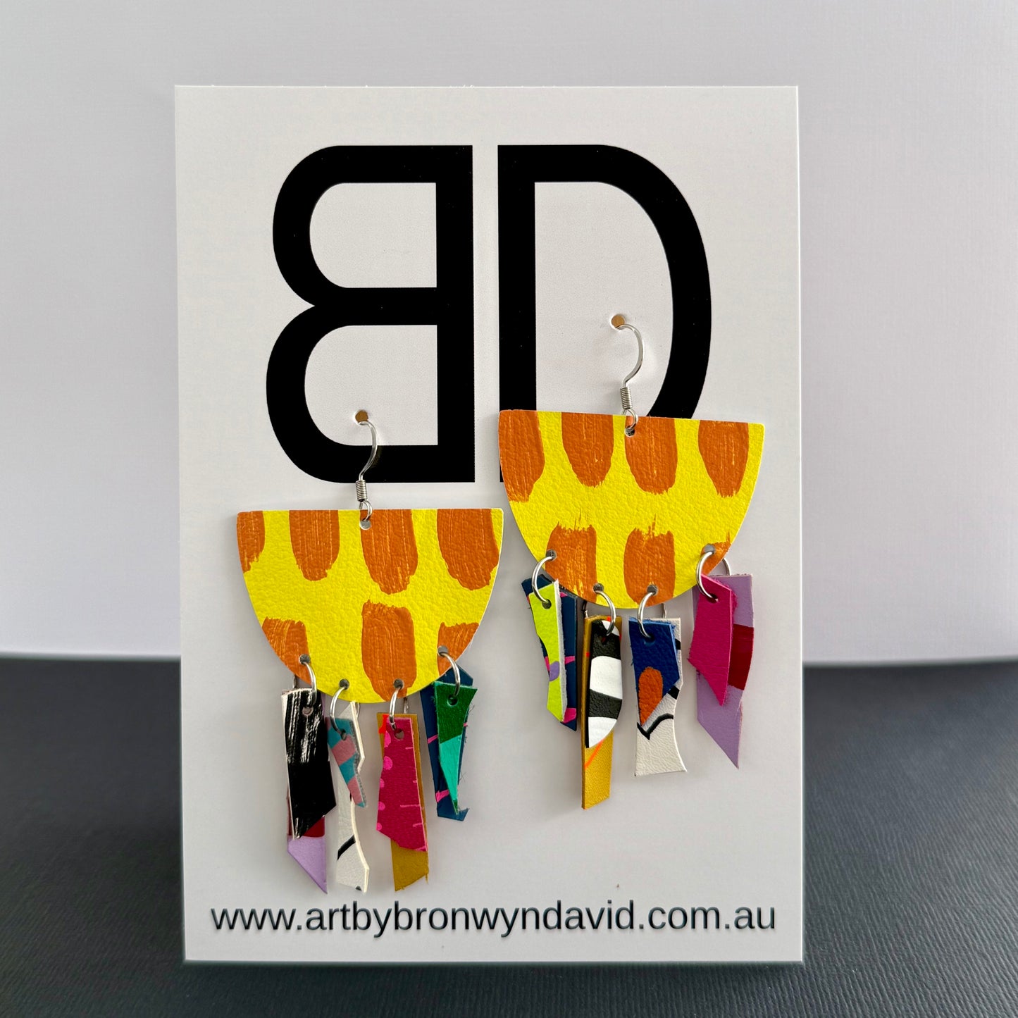 Octo Dangles - Handmade Painted Leather Earrings - Lightweight Statement Jewellery | Artisan Crafted