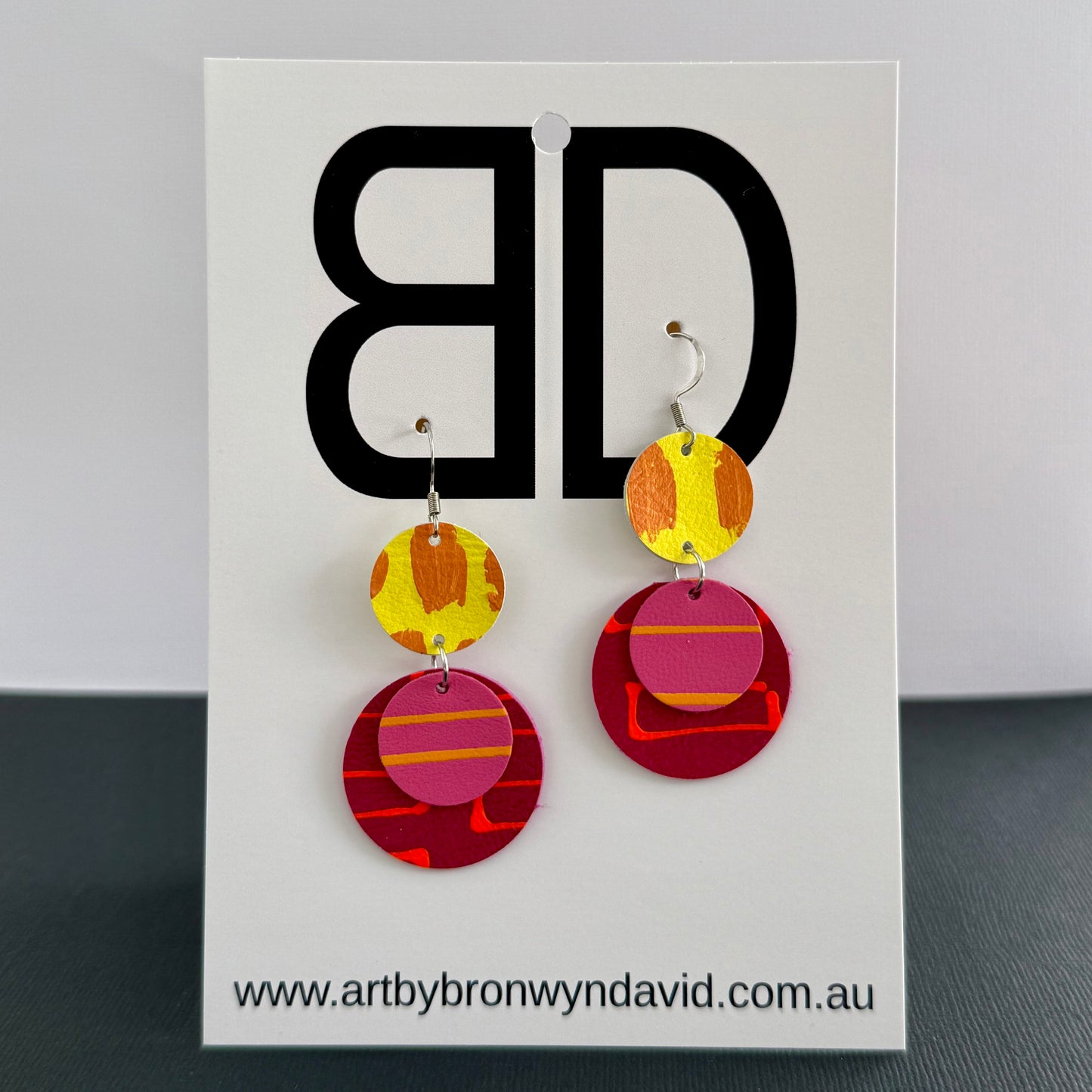Statement Earrings - Handmade Painted Leather Earrings - Lightweight Statement Jewellery | Artisan Crafted