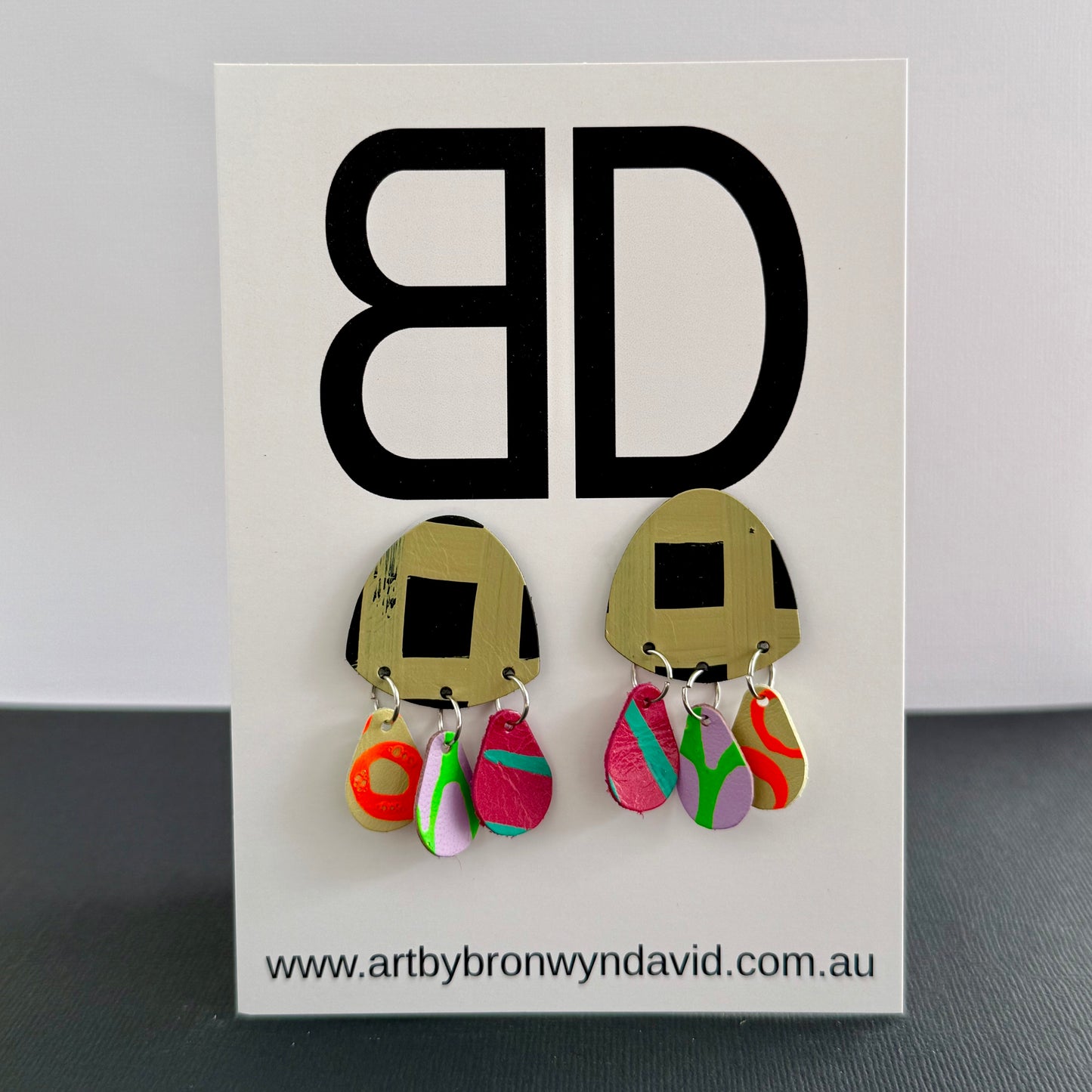 Daisy Drops - Handmade Painted Leather Earrings - Lightweight Statement Jewellery | Artisan Crafted