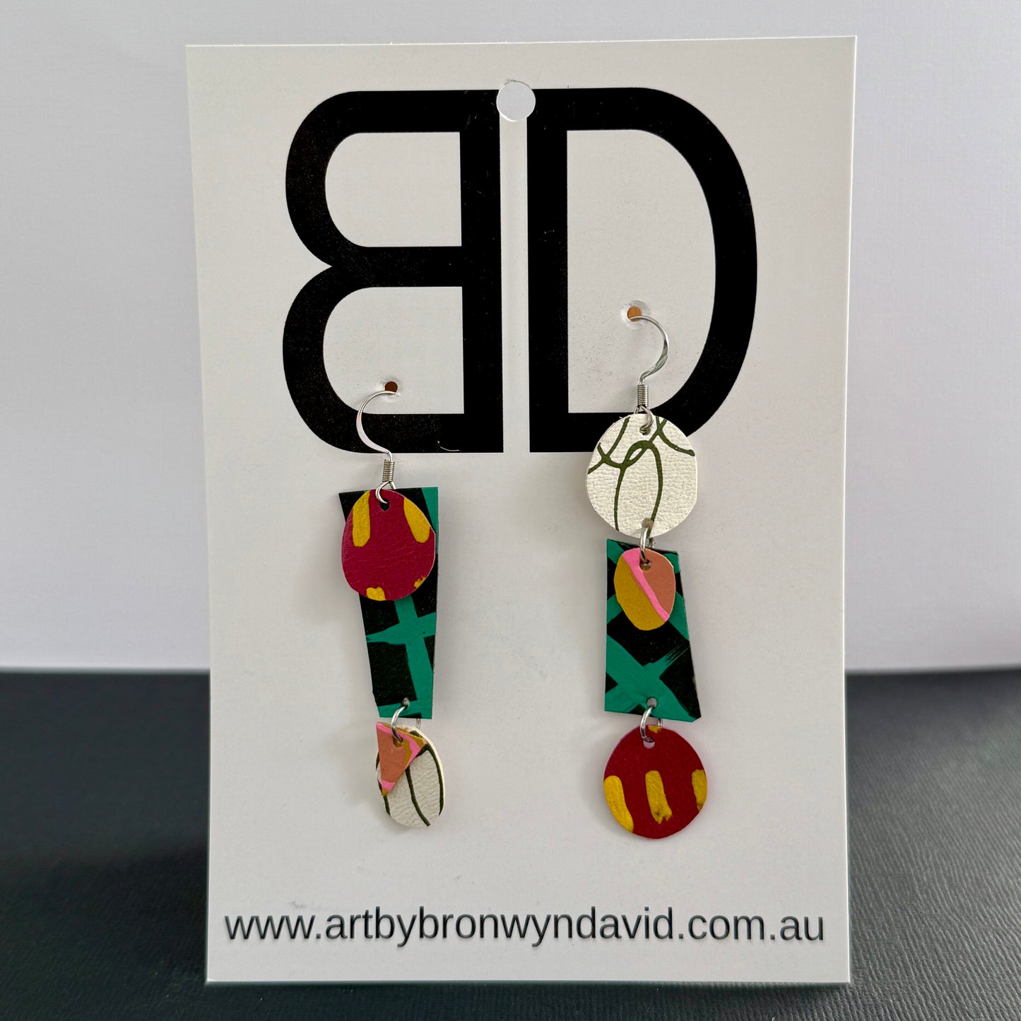 Mismatch - Handmade Painted Leather Earrings - Lightweight Statement Jewellery | Artisan Crafted