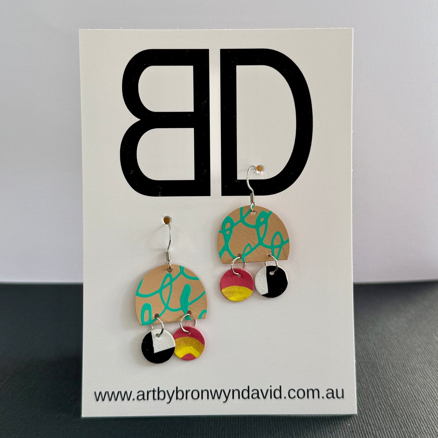 Arch Drops Small - Handmade Painted Leather Earrings - Lightweight Statement Jewellery | Artisan Crafted