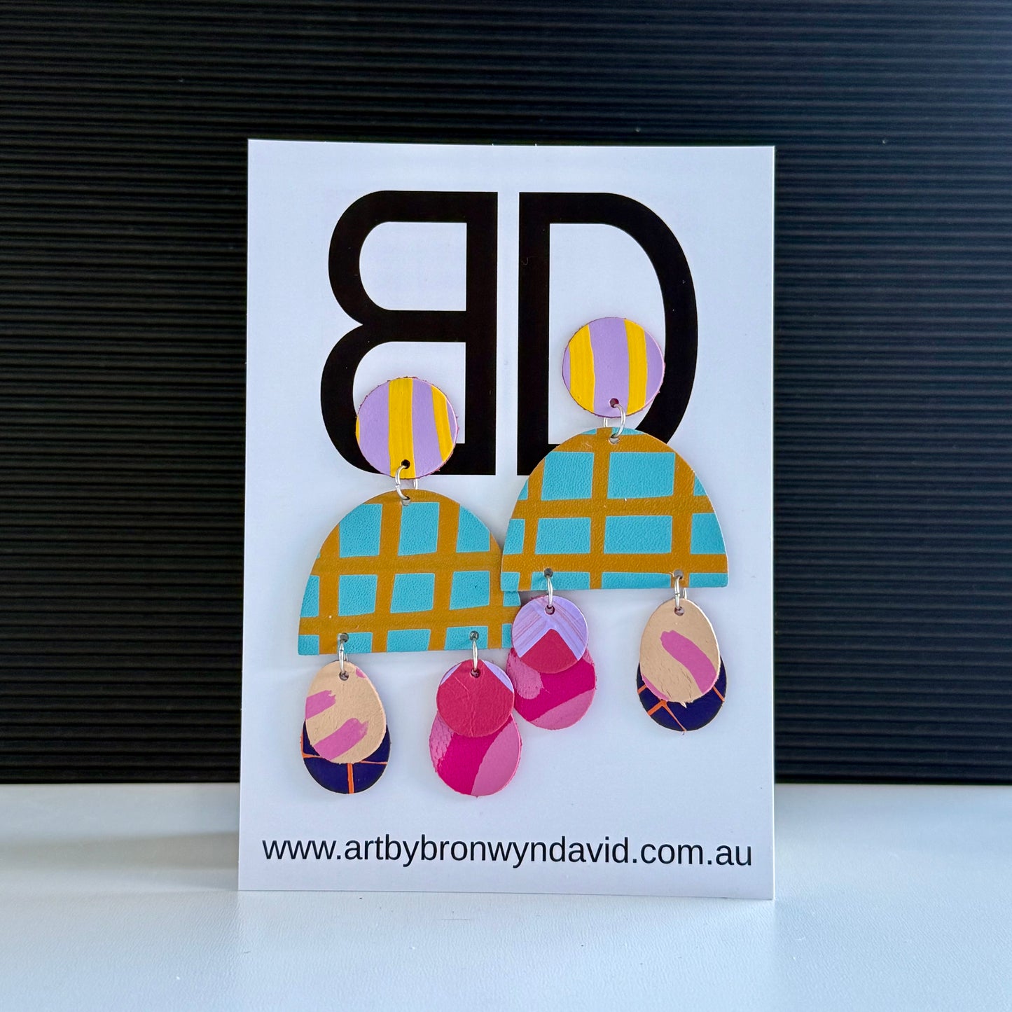 Arch Drops - Handmade Painted Leather Earrings - Lightweight Statement Jewellery | Artisan Crafted