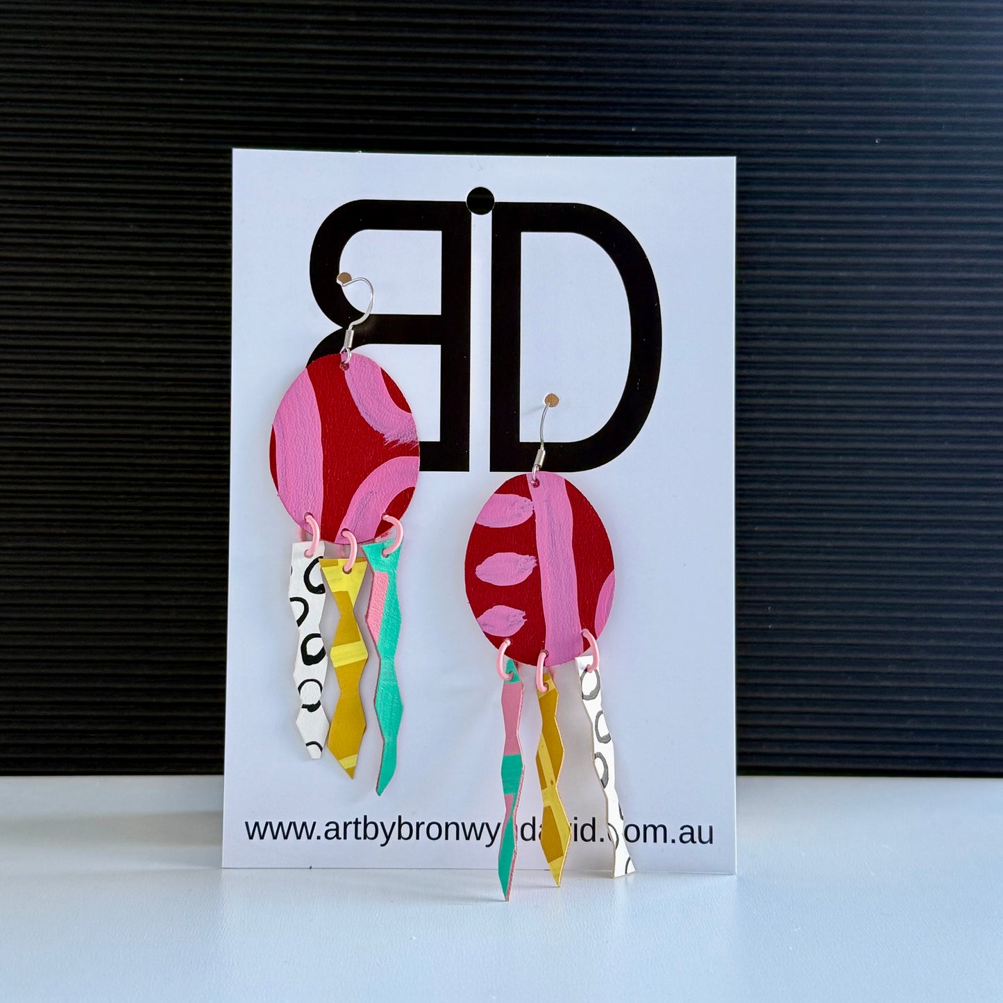 Banksia - Handmade Painted Leather Earrings - Lightweight Statement Jewellery | Artisan Crafted