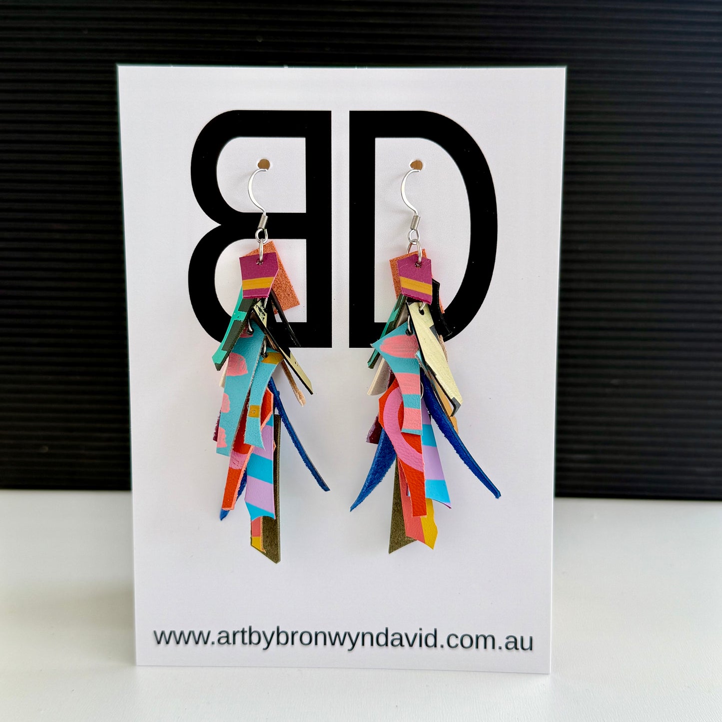 Tassel Earrings - Handmade Painted Leather Earrings - Lightweight Statement Jewellery | Artisan Crafted