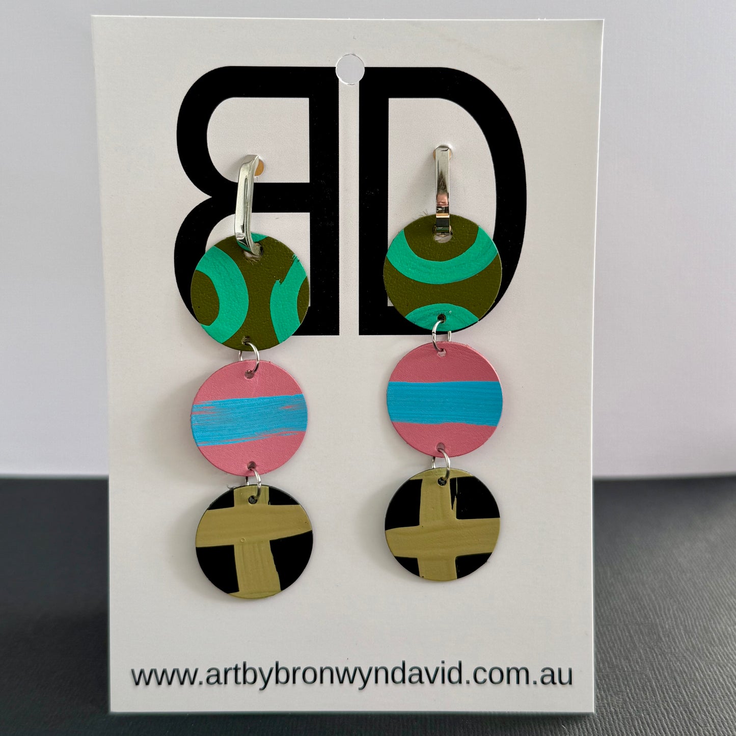Huggie Drops - Handmade Painted Leather Earrings - Lightweight Statement Jewellery | Artisan Crafted
