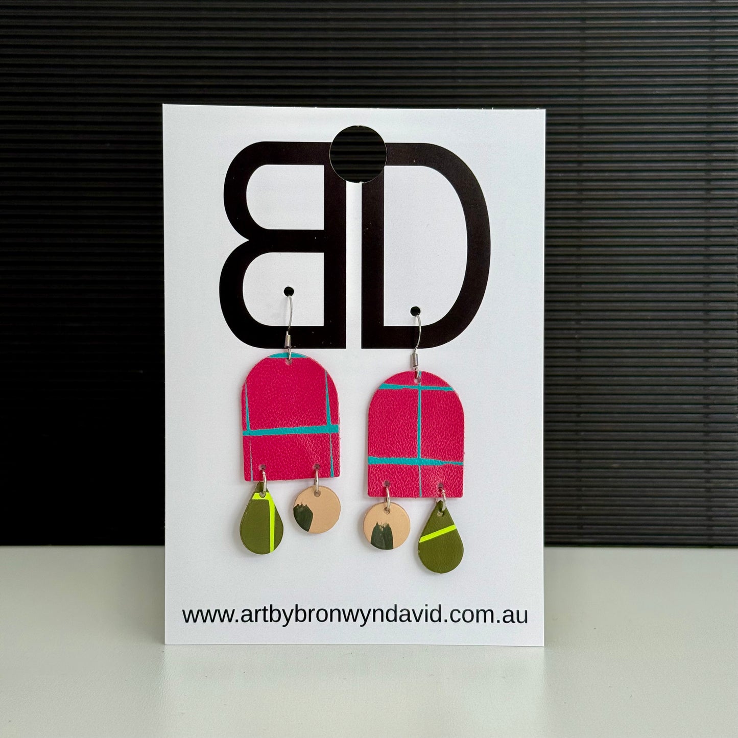 Arch Drops Large - Handmade Painted Leather Dangle Earrings - Lightweight Statement Jewelry | Artisan Crafted