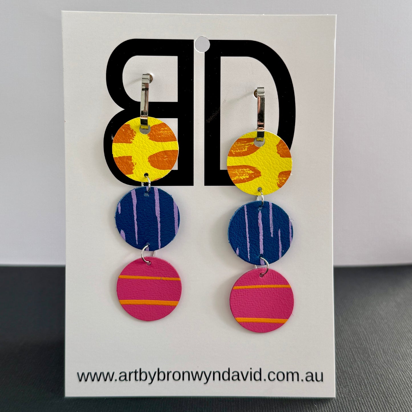 Huggie Drops - Handmade Painted Leather Earrings - Lightweight Statement Jewellery | Artisan Crafted