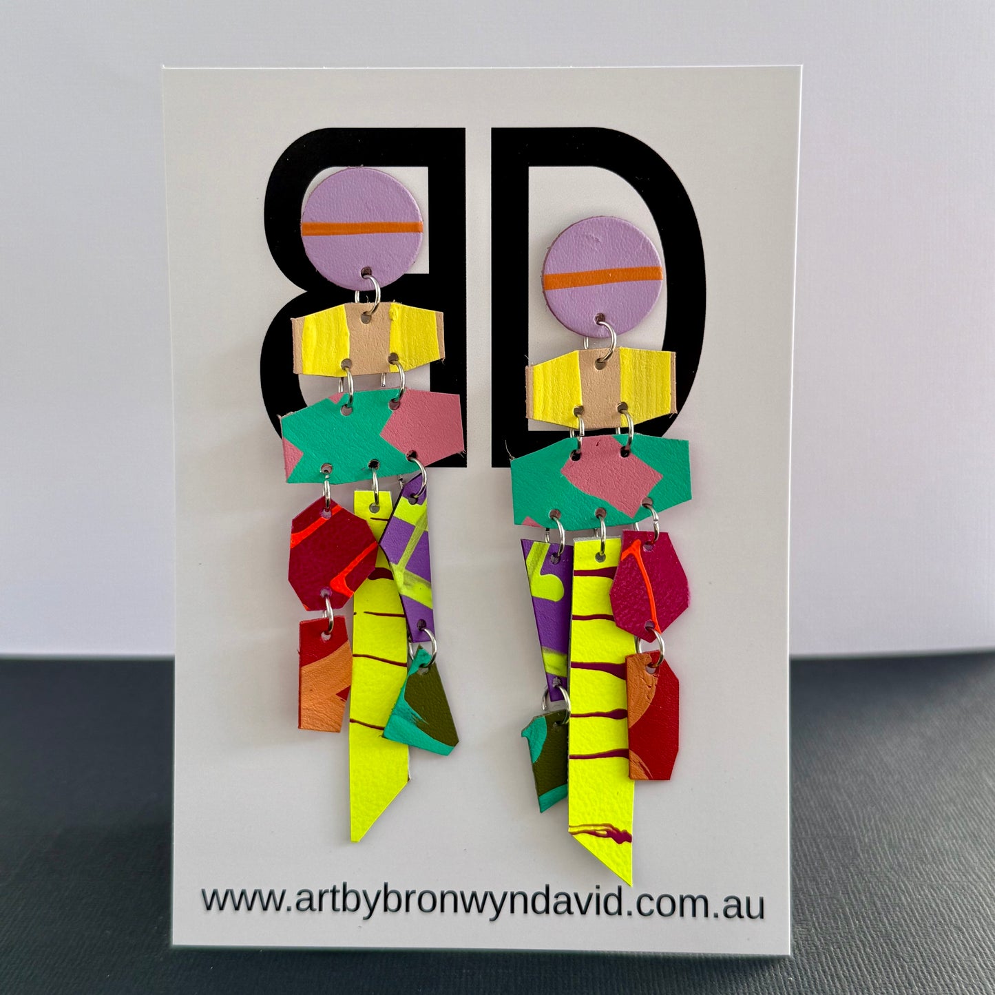 Chandelier Drop - Handmade Painted Leather Earrings - Lightweight Statement Jewellery | Artisan Crafted