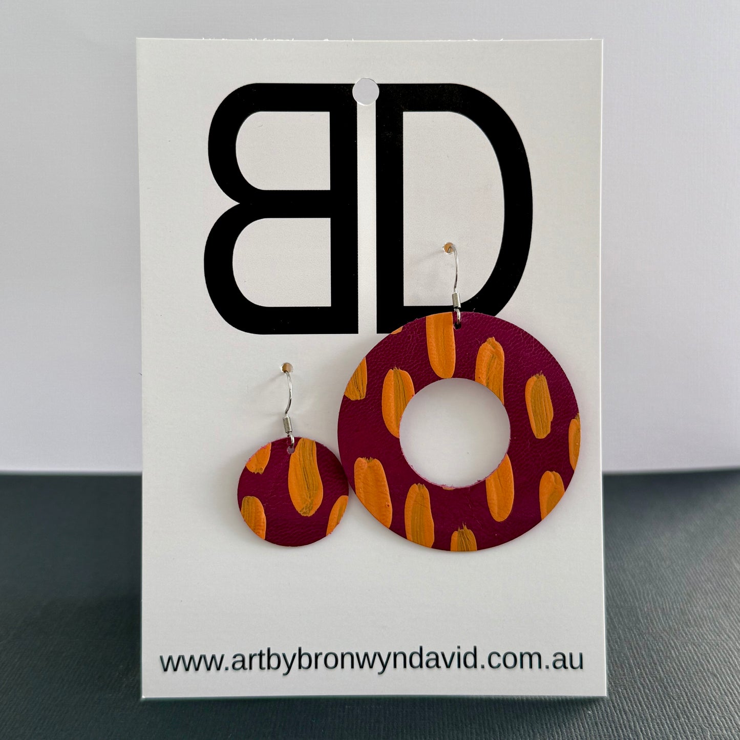 Disks - Handmade Painted Leather Earrings - Lightweight Statement Jewellery | Artisan Crafted