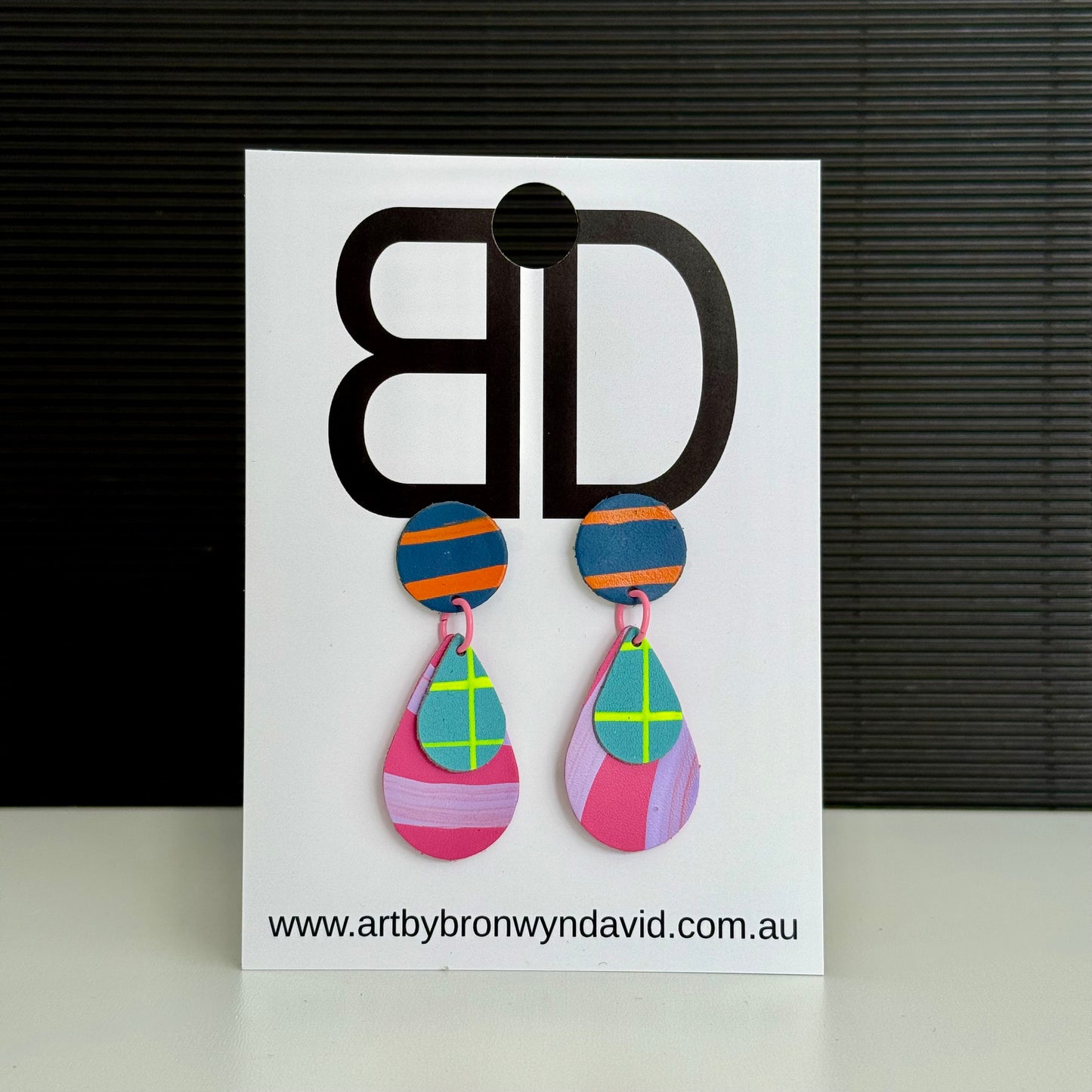 Tear Drop - Handmade Painted Leather Earrings - Lightweight Statement Jewellery | Artisan Crafted