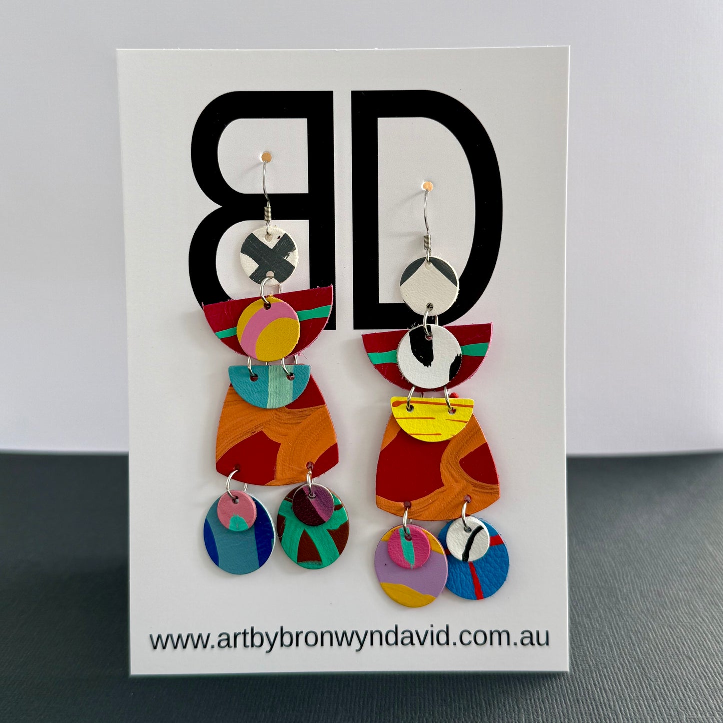 Statement Earrings - Handmade Painted Leather Earrings - Lightweight Statement Jewellery | Artisan Crafted