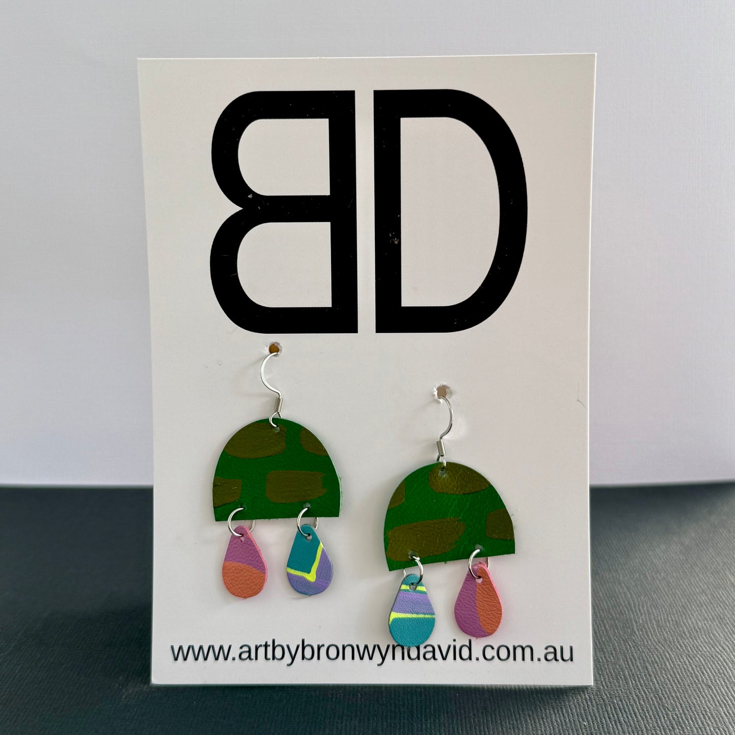 Arch Drops Small - Handmade Painted Leather Earrings - Lightweight Statement Jewellery | Artisan Crafted