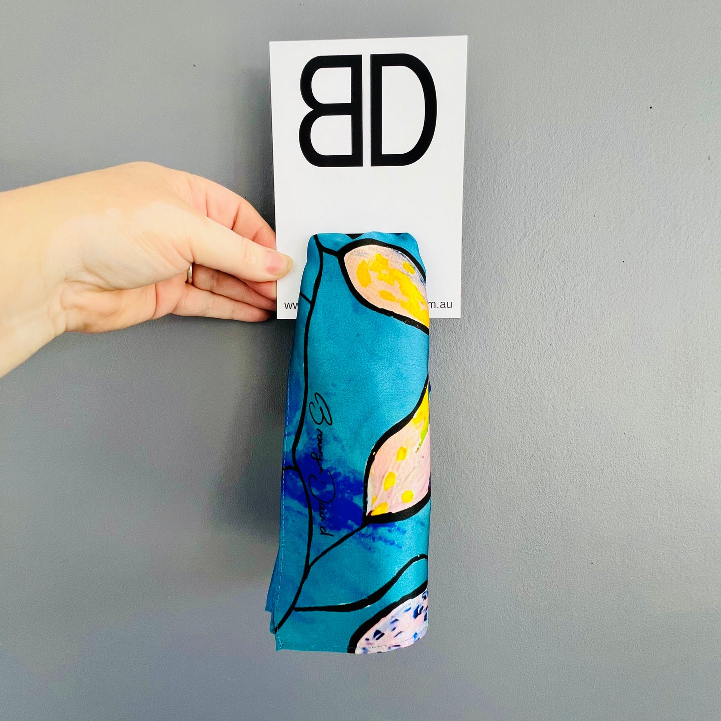 Silk Scarf - Gum Leaves 65 x 65 cm
