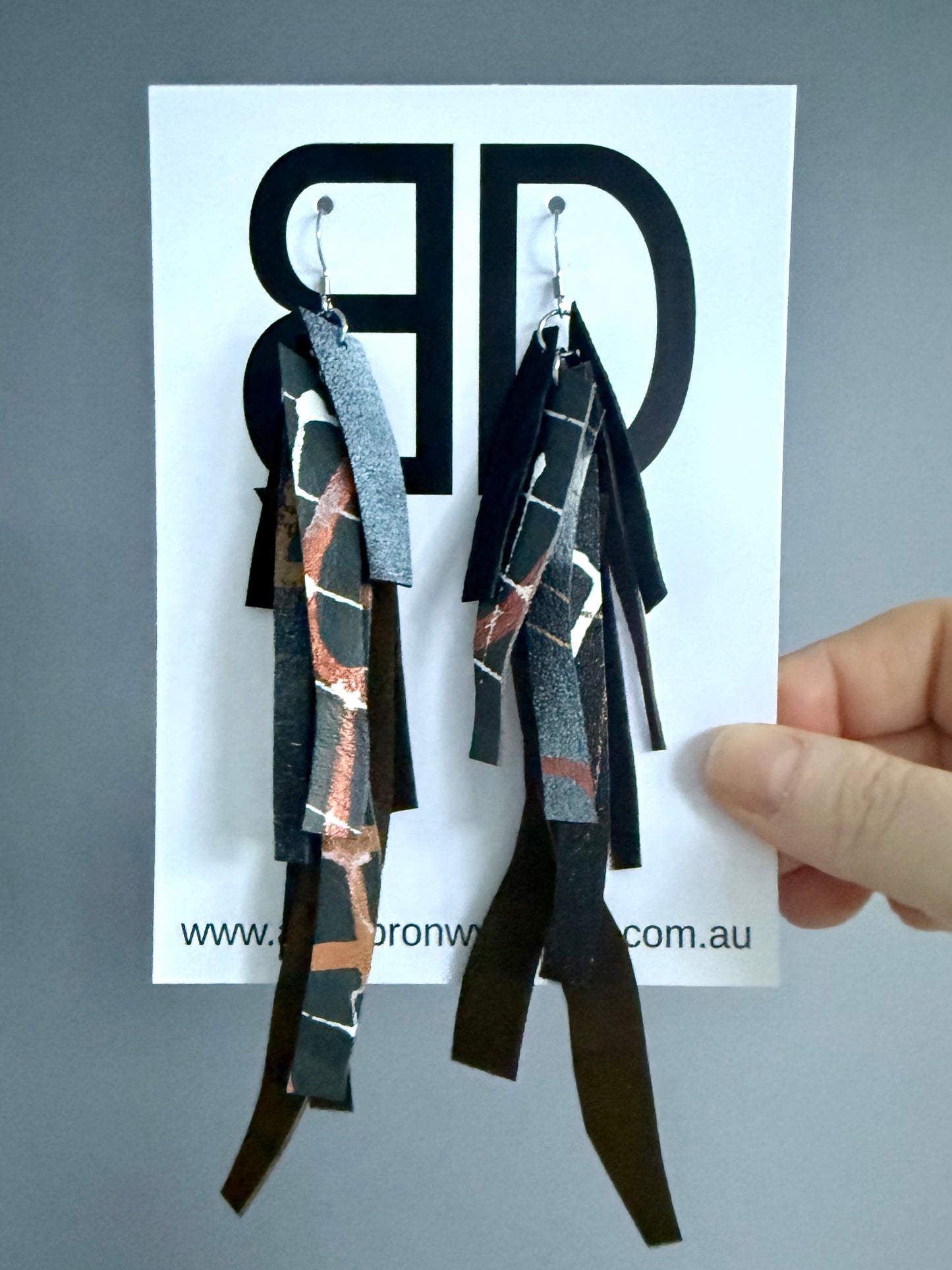 NAIDOC Collection Kelp Tassels Large | Aboriginal Leather Earrings | Art by Bronwyn David
