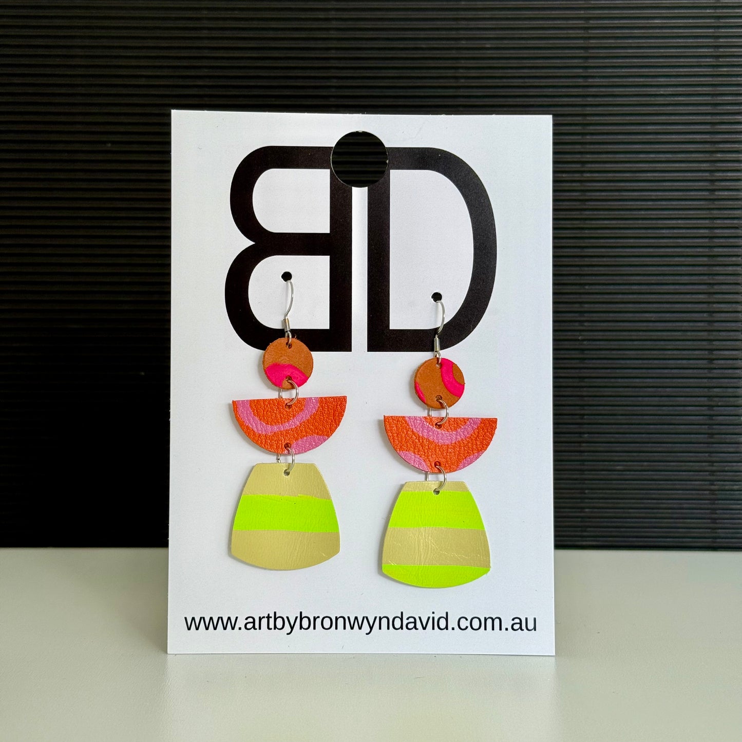 Totem Earrings - Handmade Painted Leather Earrings - Lightweight Statement Jewellery | Artisan Crafted