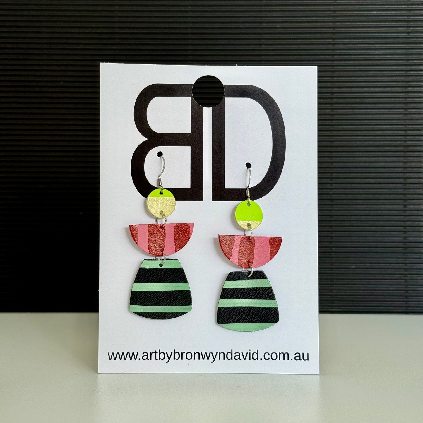 Totem Earrings - Handmade Painted Leather Earrings - Lightweight Statement Jewellery | Artisan Crafted