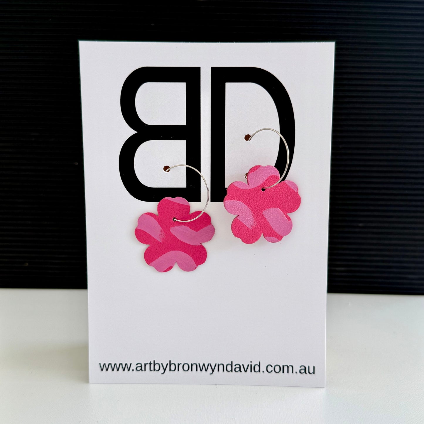 Flower Hoops - Handmade Painted Leather Earrings - Lightweight Statement Jewellery | Artisan Crafted